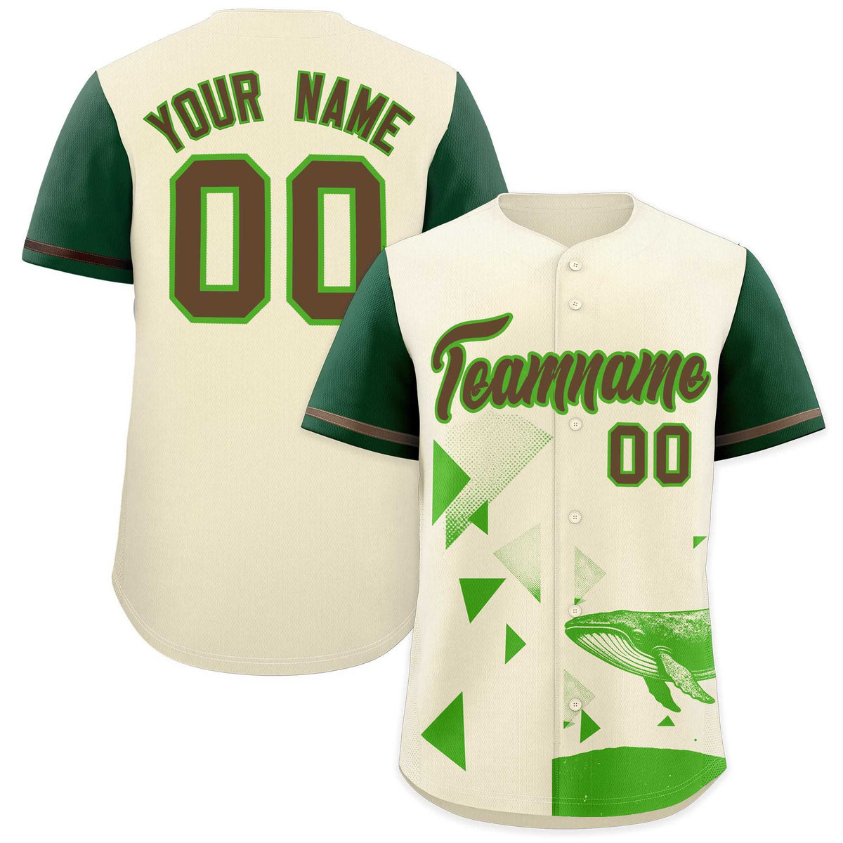 Custom Kelly Green Cream Raptor Series Raglan Sleeves Urban Style Baseball Jersey