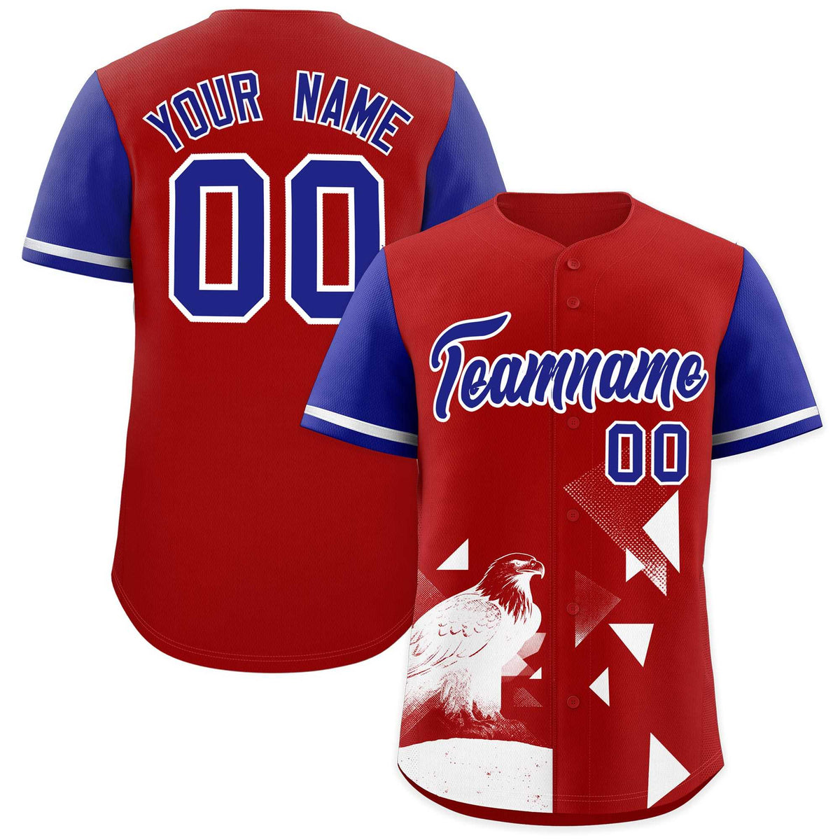 Custom Royal Red Raptor Series Raglan Sleeves Street Style Baseball Jersey