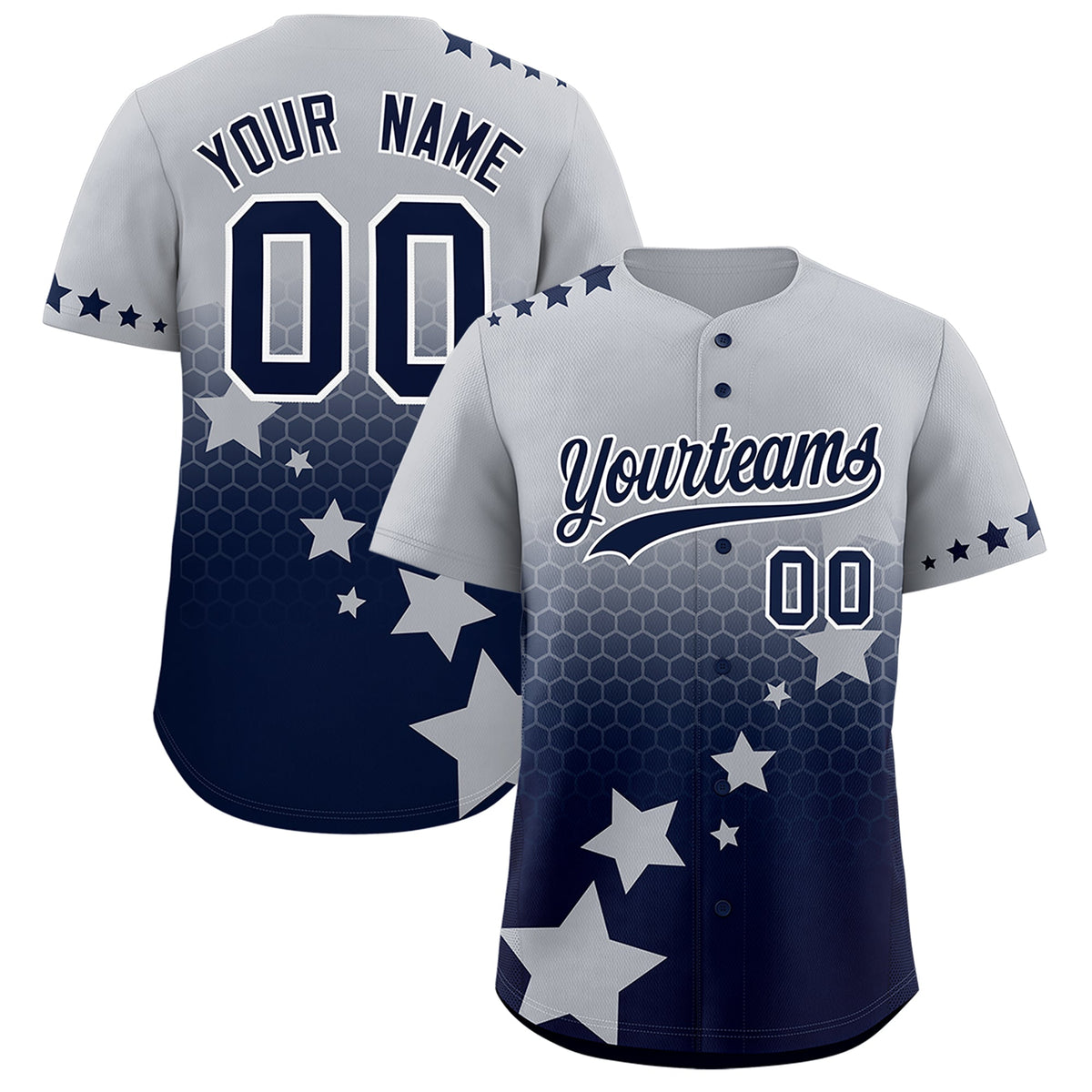 Custom Gray Navy White Rising Stars Series Gradient Fashion Baseball Jersey| KXKSHOP