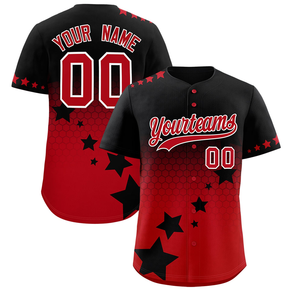 Custom Black Red White Rising Stars Series Gradient Fashion Baseball Jersey| KXKSHOP
