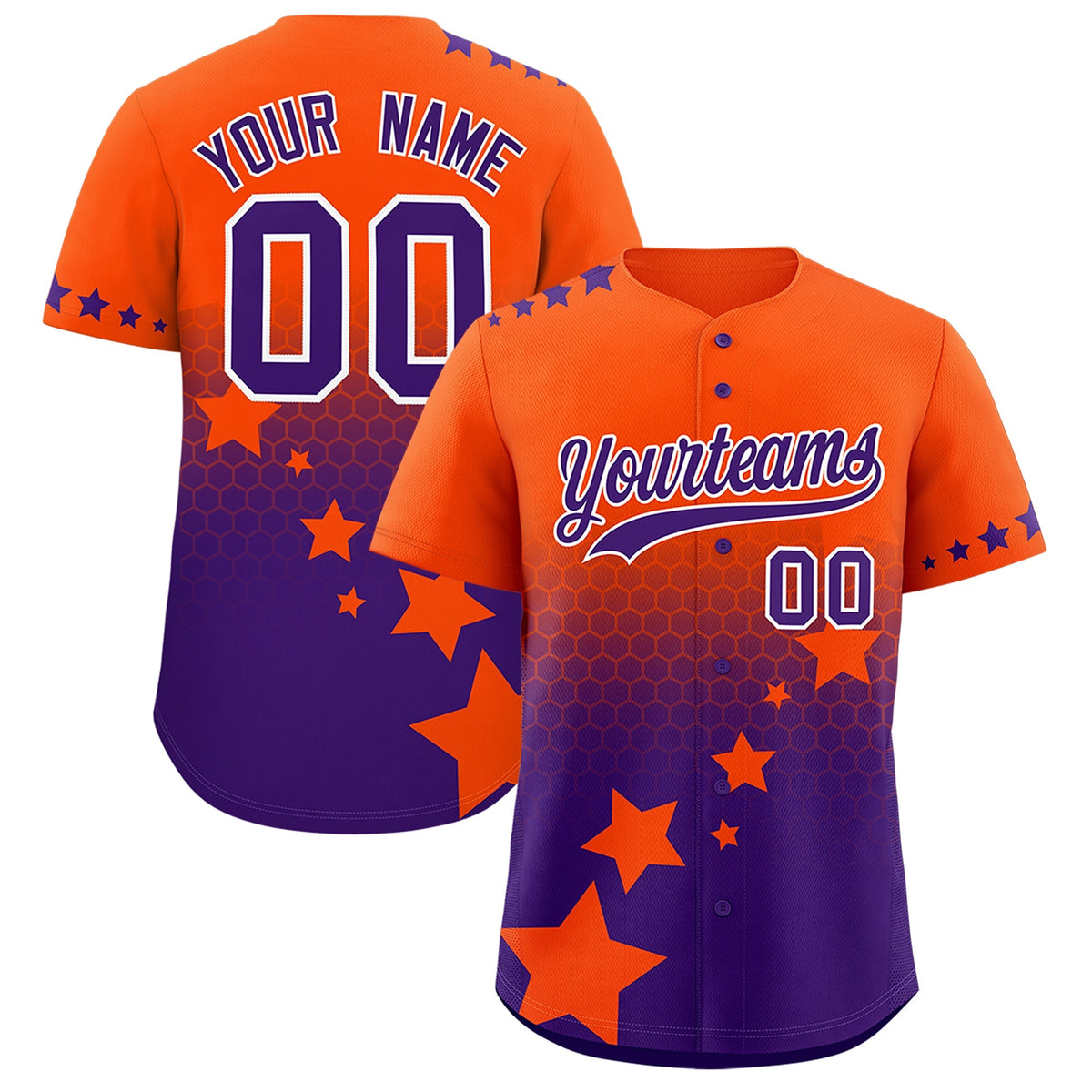 Custom Orange Purple White Rising Stars Series Gradient Fashion Baseball Jersey| KXKSHOP
