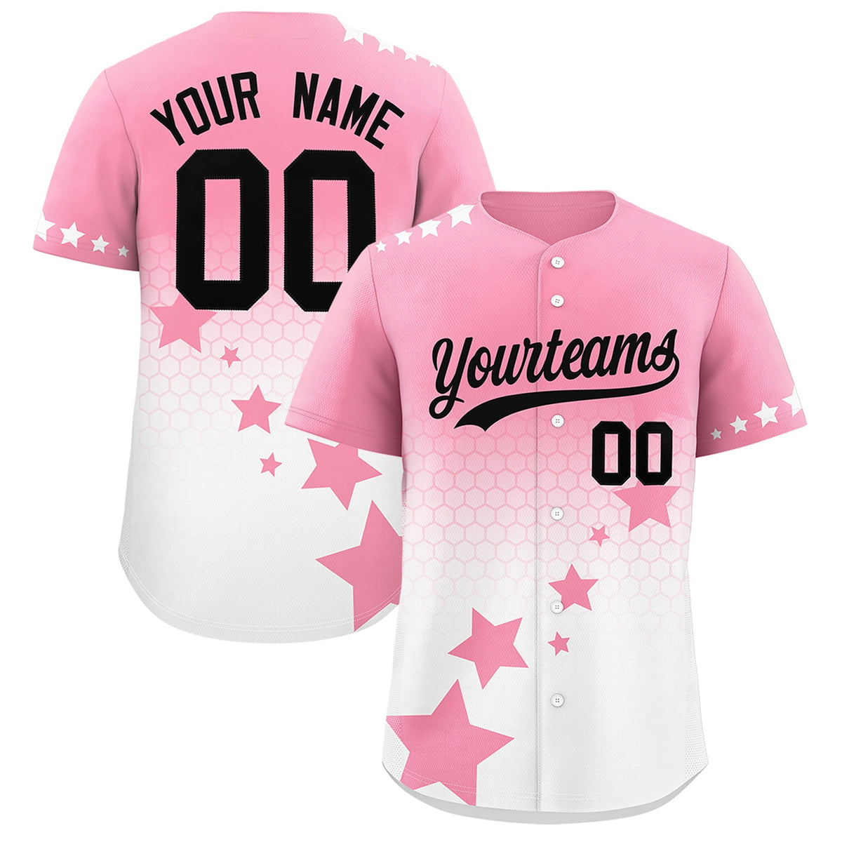 Custom Light Pink White Black Rising Stars Series Gradient Fashion Baseball Jersey| KXKSHOP