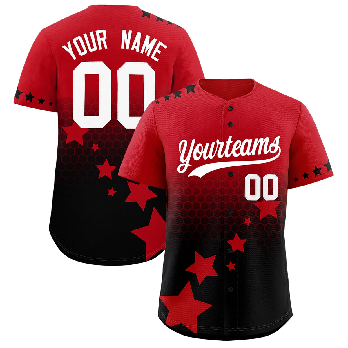 Custom Red Black White Rising Stars Series Gradient Fashion Baseball Jersey| KXKSHOP