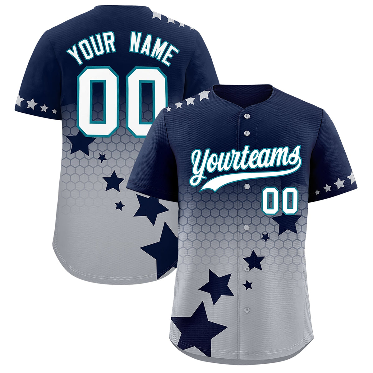 Custom Navy Gray White Rising Stars Series Gradient Fashion Baseball Jersey| KXKSHOP