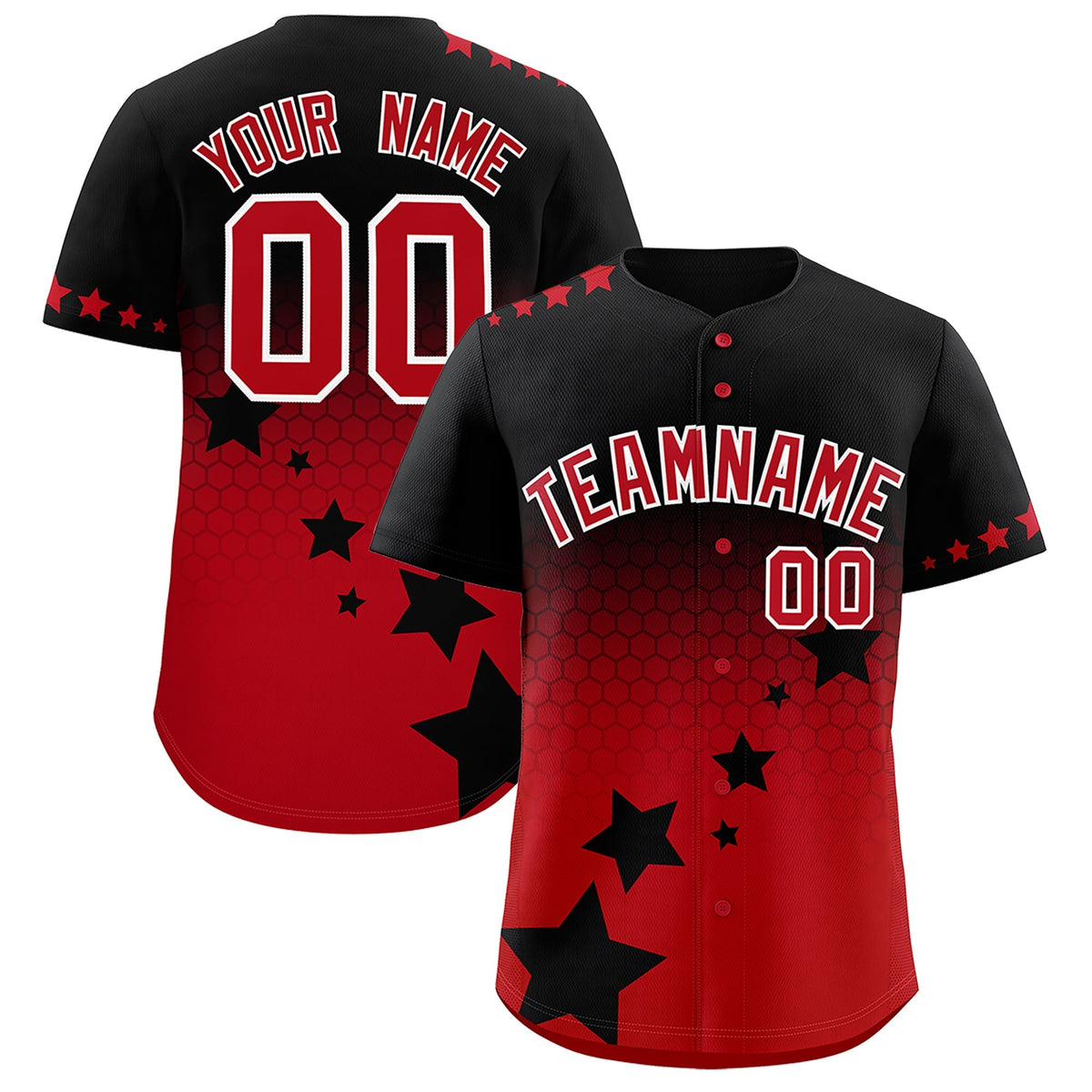 Custom Black Red White Rising Stars Series Gradient Fashion Baseball Jersey| KXKSHOP