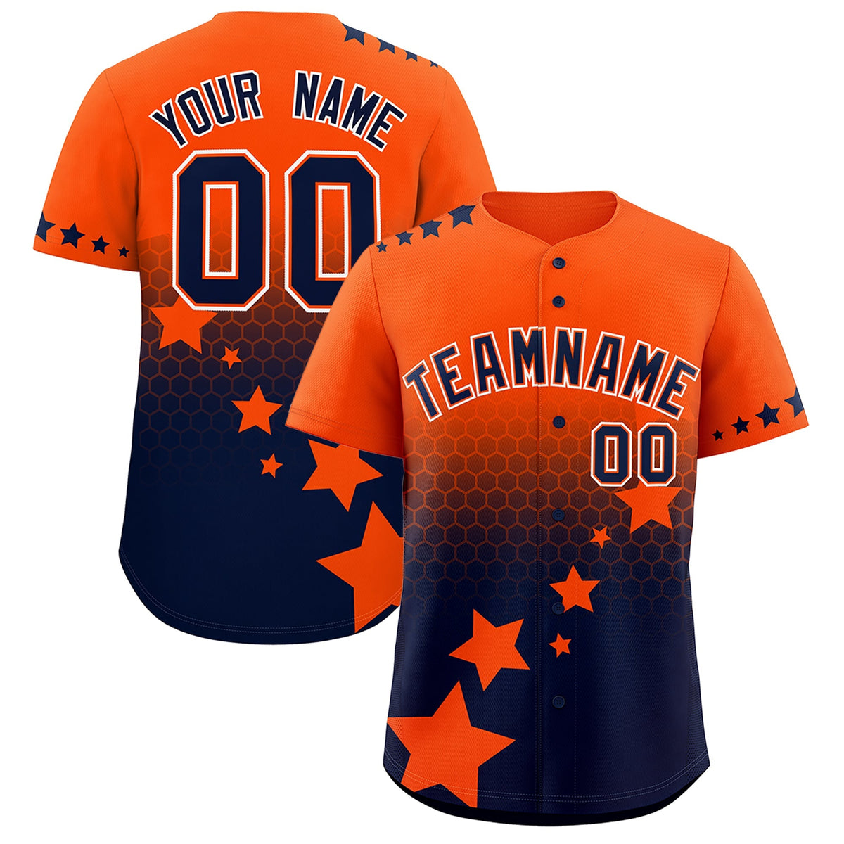 Custom Orange Navy White Rising Stars Series Gradient Fashion Baseball Jersey| KXKSHOP