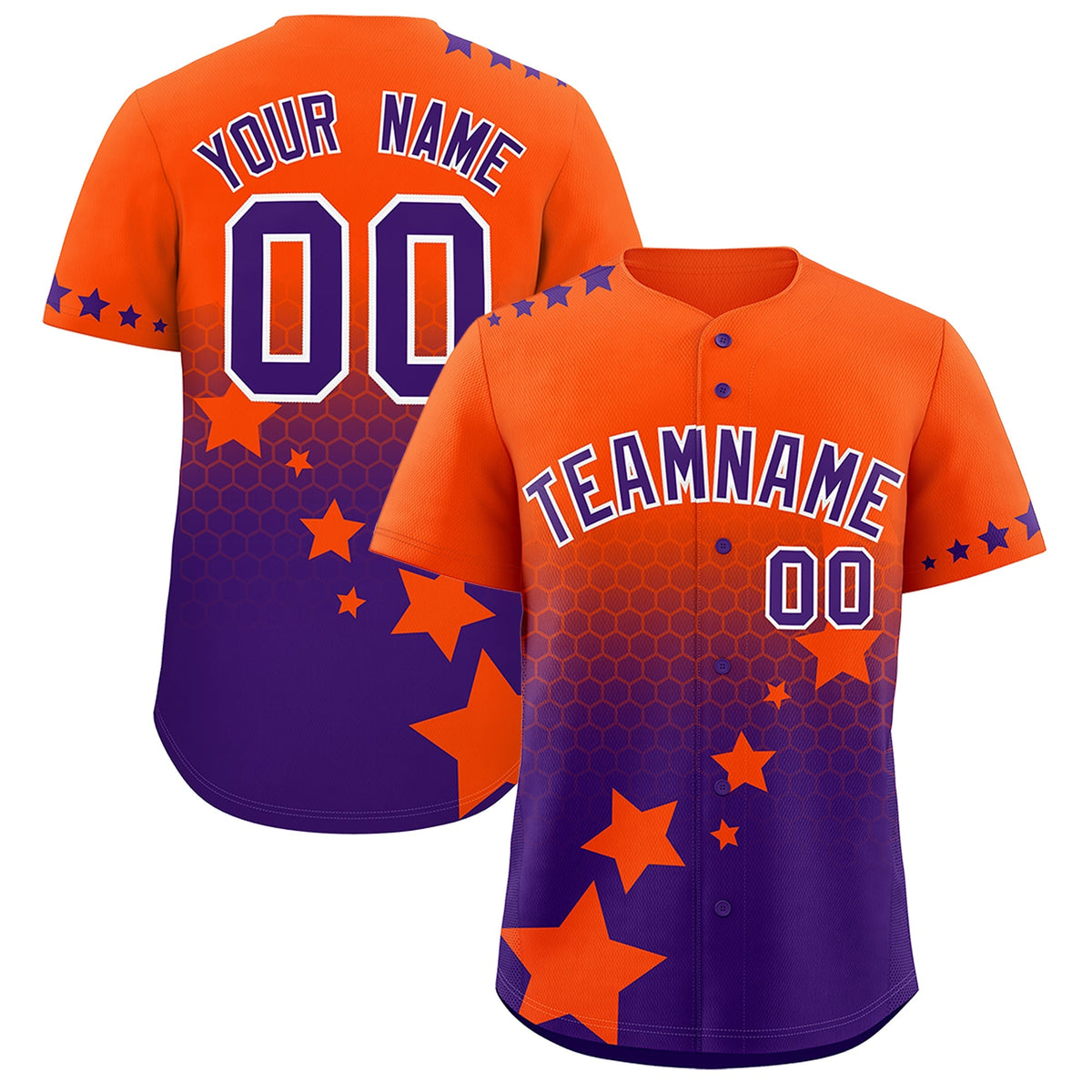 Custom Orange Purple White Rising Stars Series Gradient Fashion Baseball Jersey| KXKSHOP