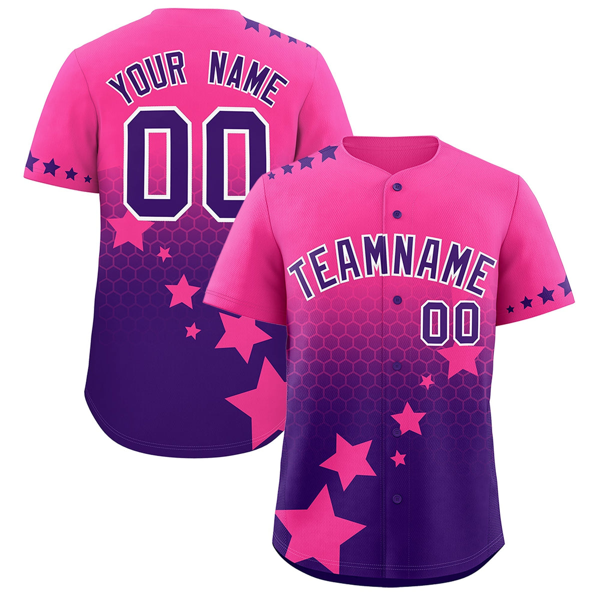 Custom Pink Purple White Rising Stars Series Gradient Fashion Baseball Jersey| KXKSHOP