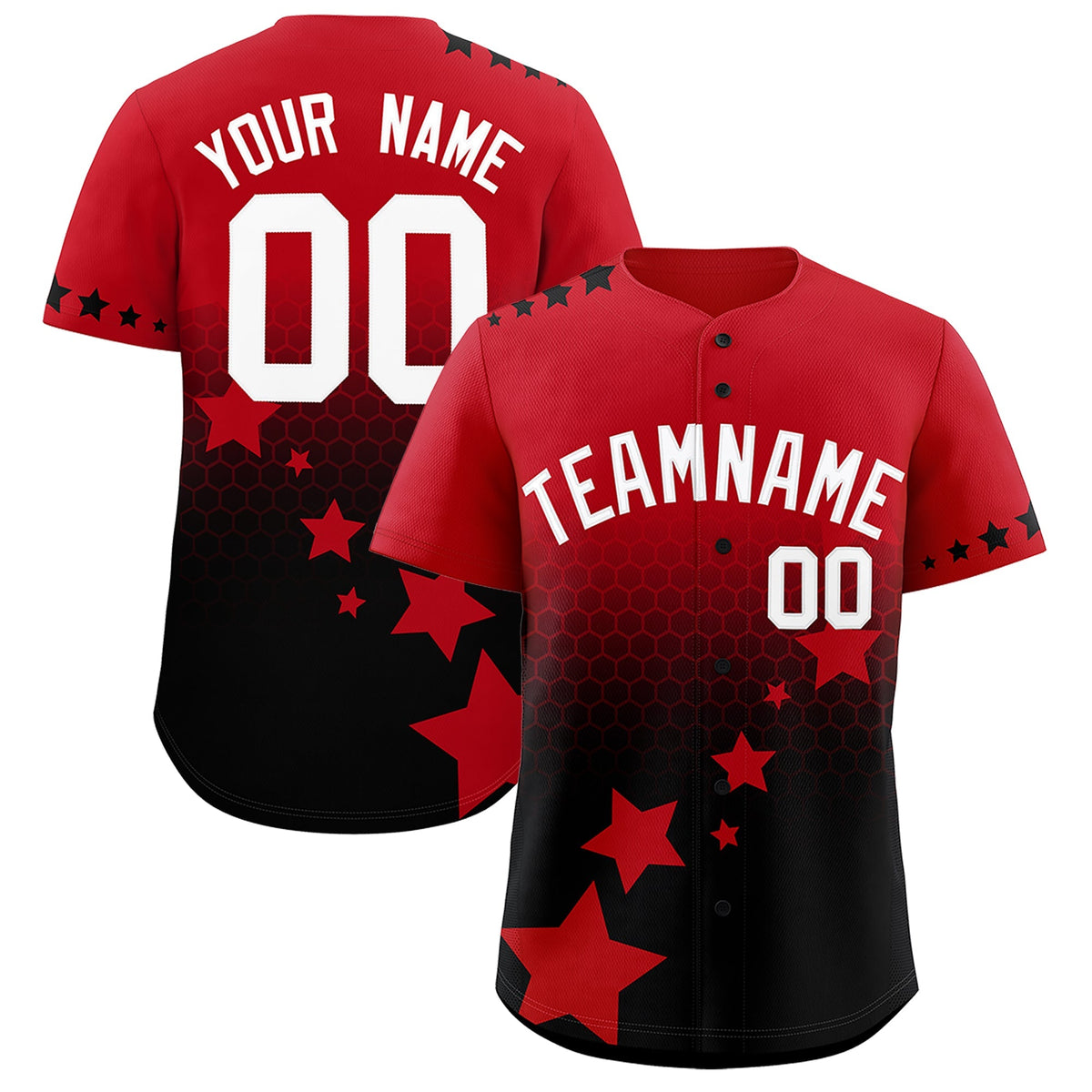 Custom Red Black White Rising Stars Series Gradient Fashion Baseball Jersey| KXKSHOP