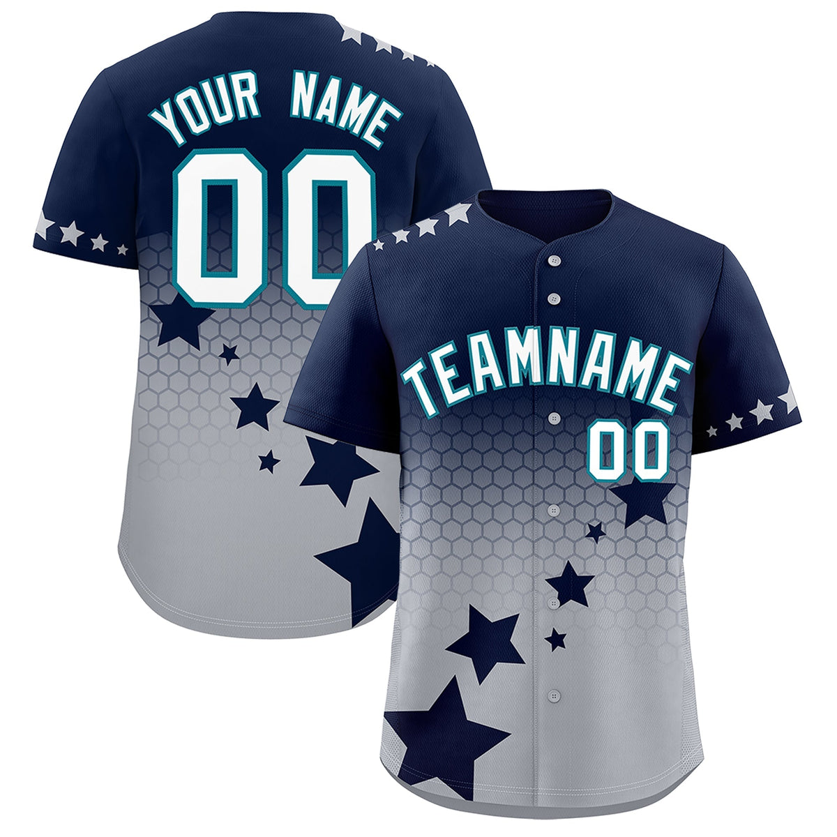 Custom Navy Gray White Rising Stars Series Gradient Fashion Baseball Jersey| KXKSHOP