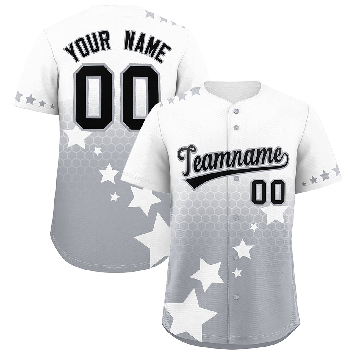 Custom White Gray Black Rising Stars Series Gradient Fashion Baseball Jersey| KXKSHOP
