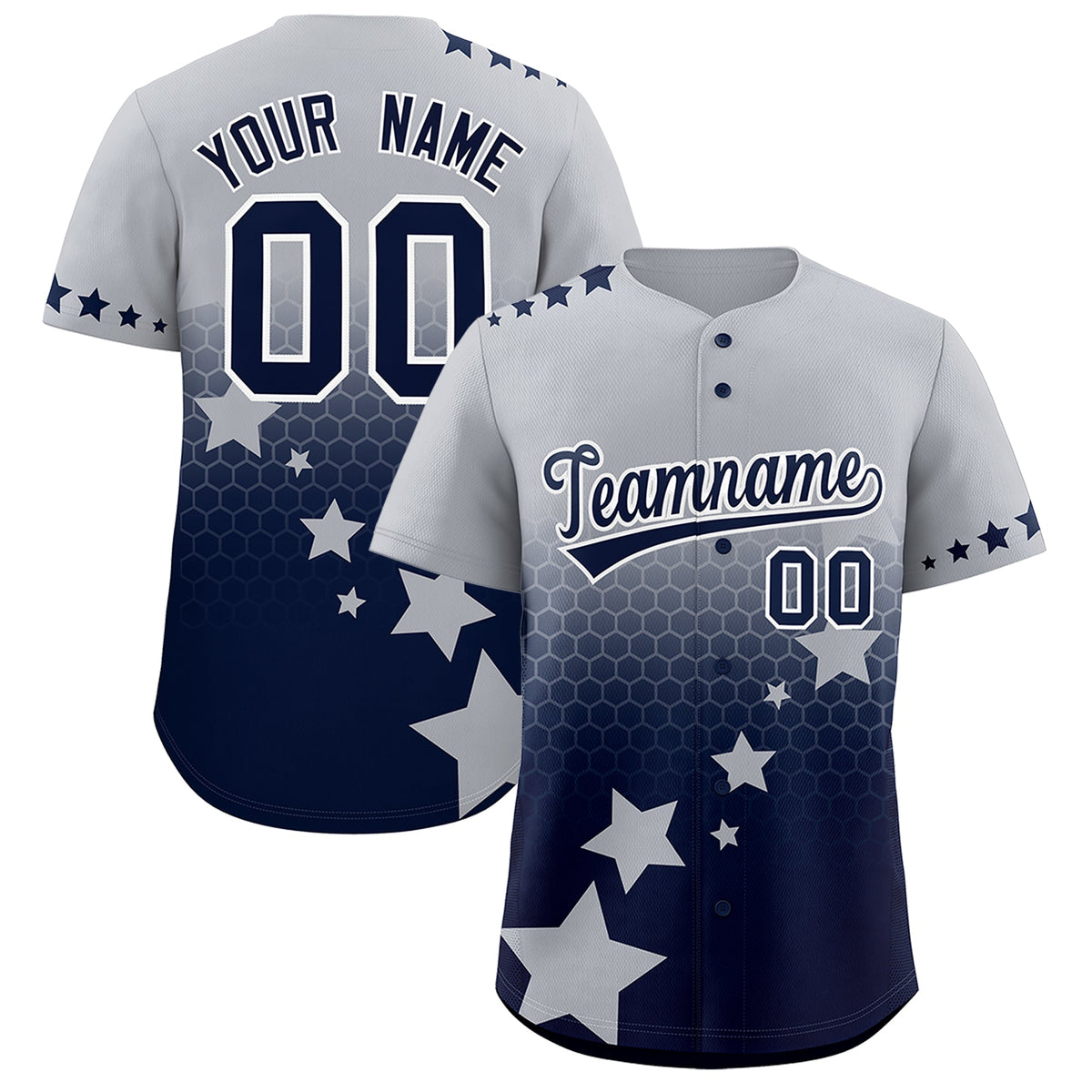 Custom Gray Navy White Rising Stars Series Gradient Fashion Baseball Jersey| KXKSHOP