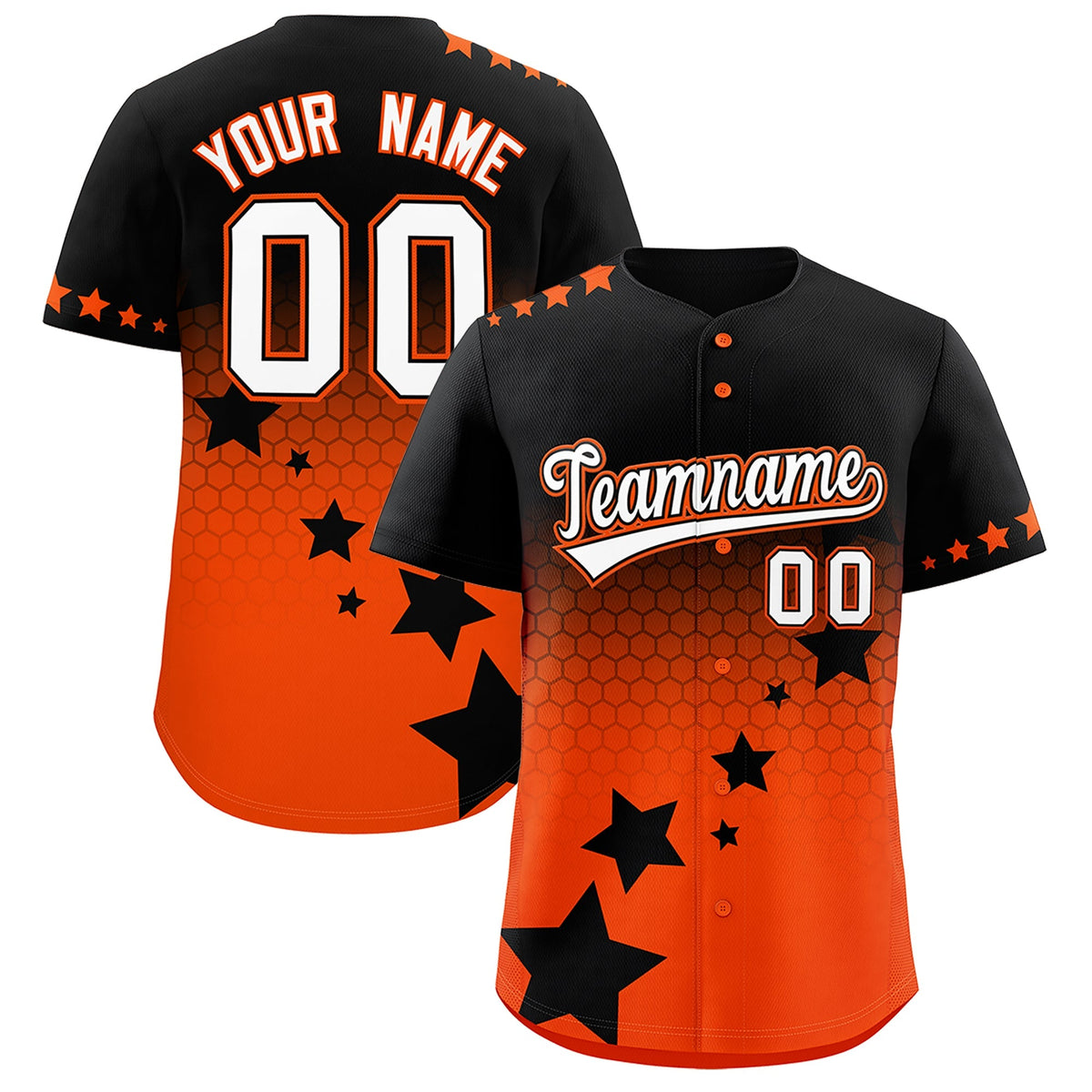 Custom Black Orange White Rising Stars Series Gradient Fashion Baseball Jersey| KXKSHOP