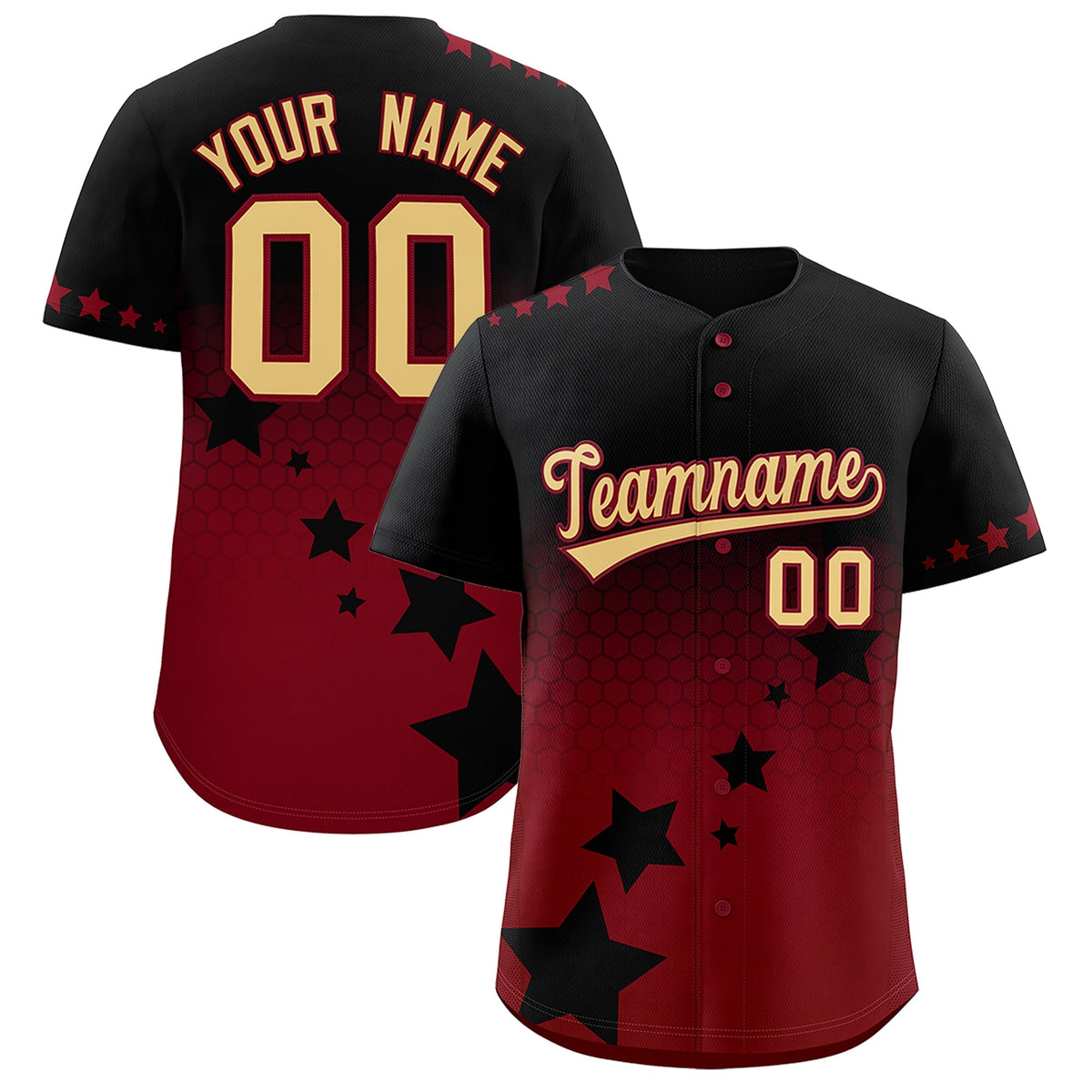 Custom Black Crimson Khaki Rising Stars Series Gradient Fashion Baseball Jersey| KXKSHOP