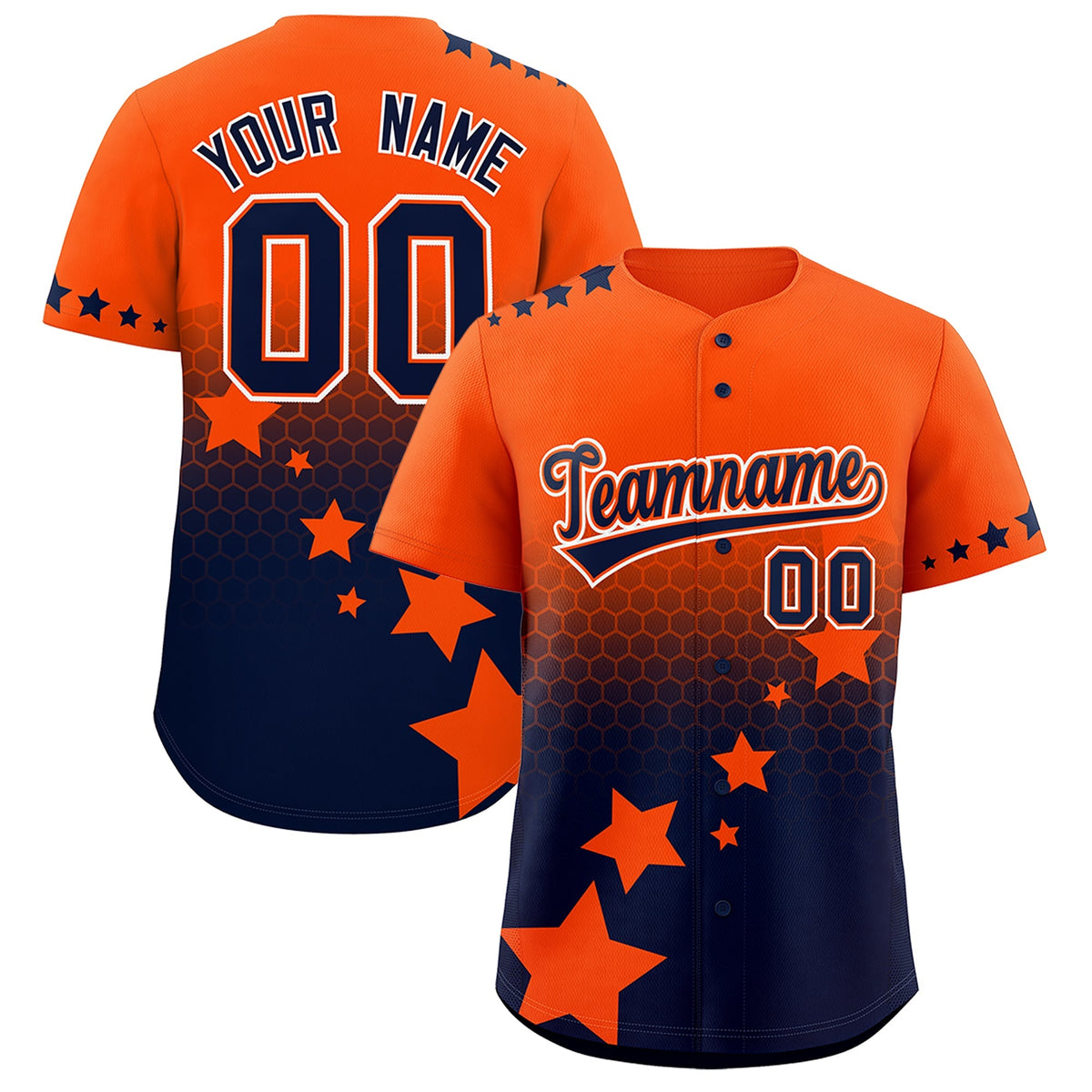 Custom Orange Navy White Rising Stars Series Gradient Fashion Baseball Jersey| KXKSHOP