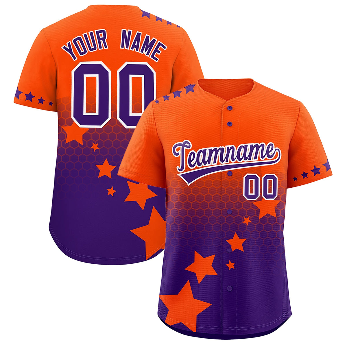 Custom Orange Purple White Rising Stars Series Gradient Fashion Baseball Jersey| KXKSHOP