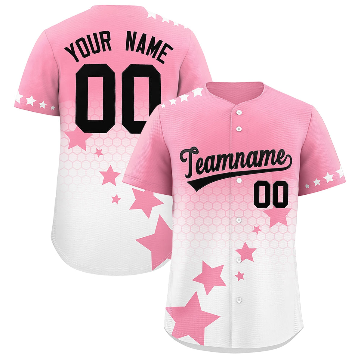 Custom Light Pink White Black Rising Stars Series Gradient Fashion Baseball Jersey| KXKSHOP