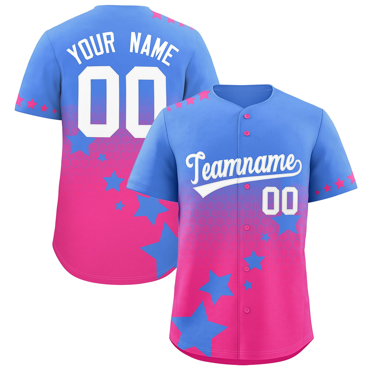 Custom Powder Blue Pink White Rising Stars Series Gradient Fashion Baseball Jersey| KXKSHOP