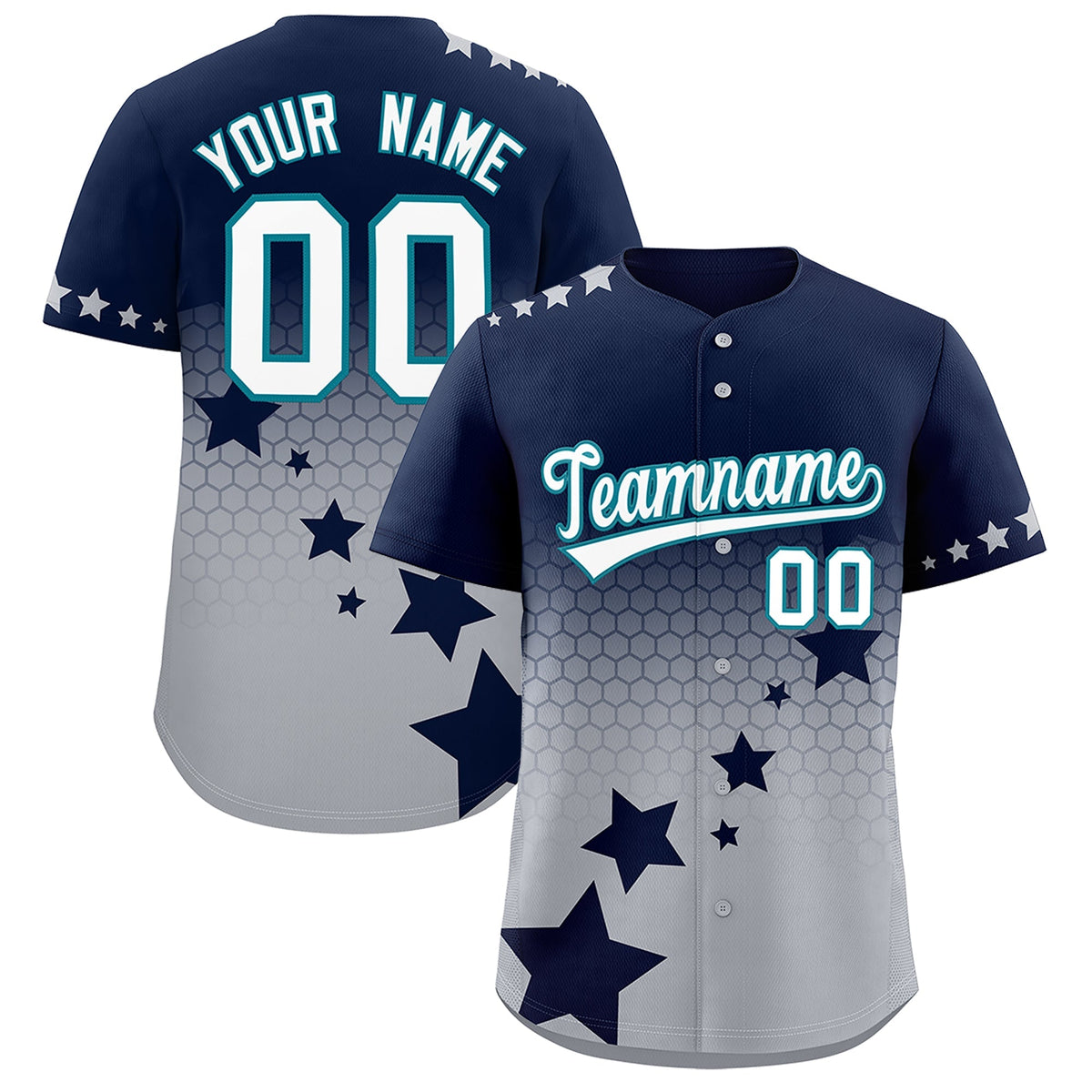 Custom Navy Gray White Rising Stars Series Gradient Fashion Baseball Jersey| KXKSHOP