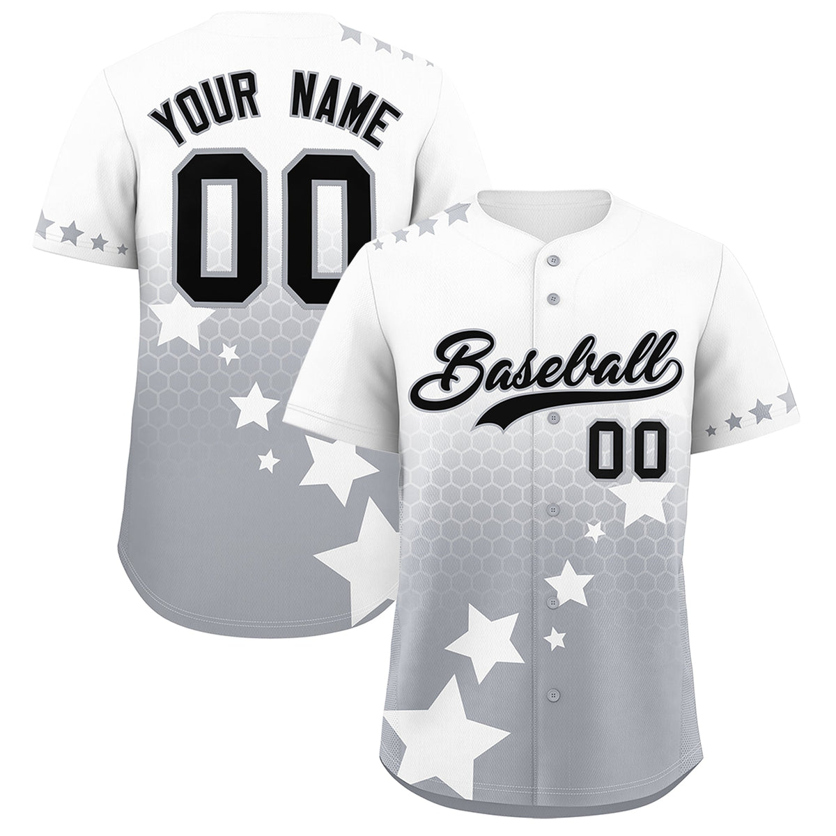 Custom White Gray Black Rising Stars Series Gradient Fashion Baseball Jersey| KXKSHOP