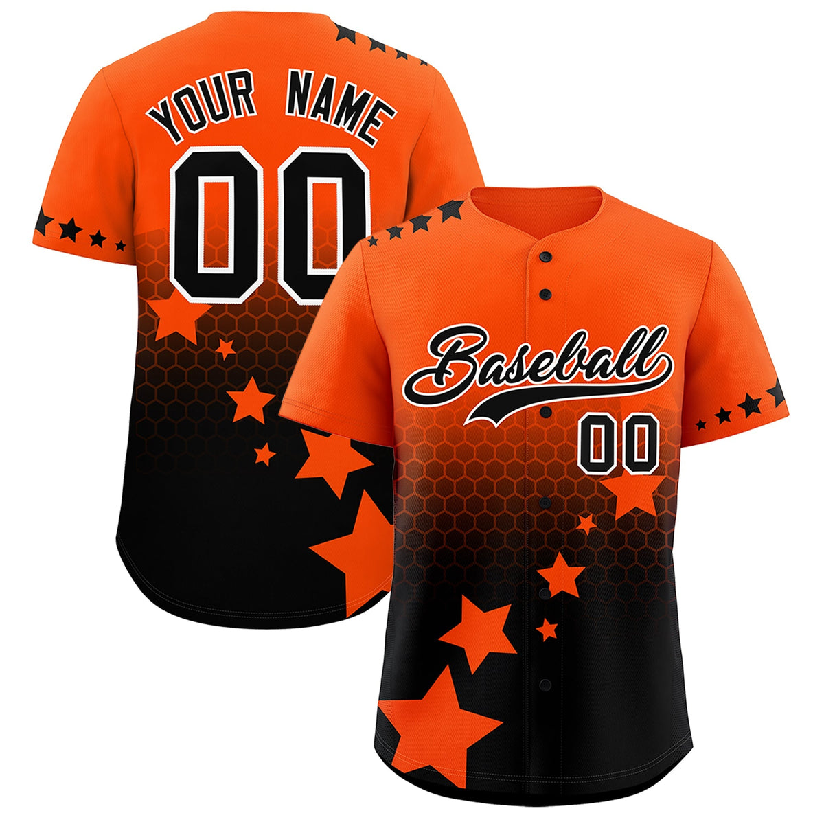 Custom Orange Black White Rising Stars Series Gradient Fashion Baseball Jersey| KXKSHOP