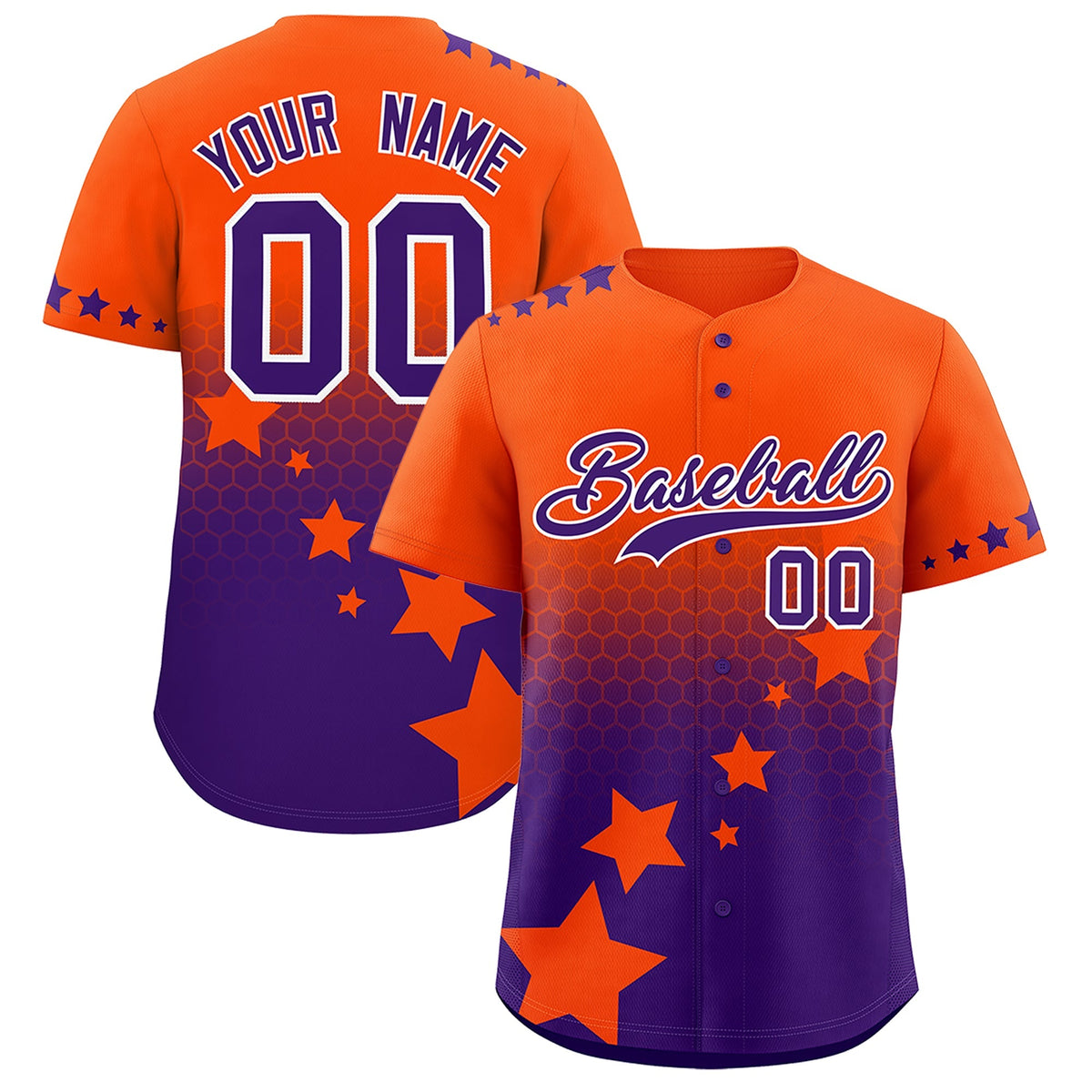 Custom Orange Purple White Rising Stars Series Gradient Fashion Baseball Jersey| KXKSHOP