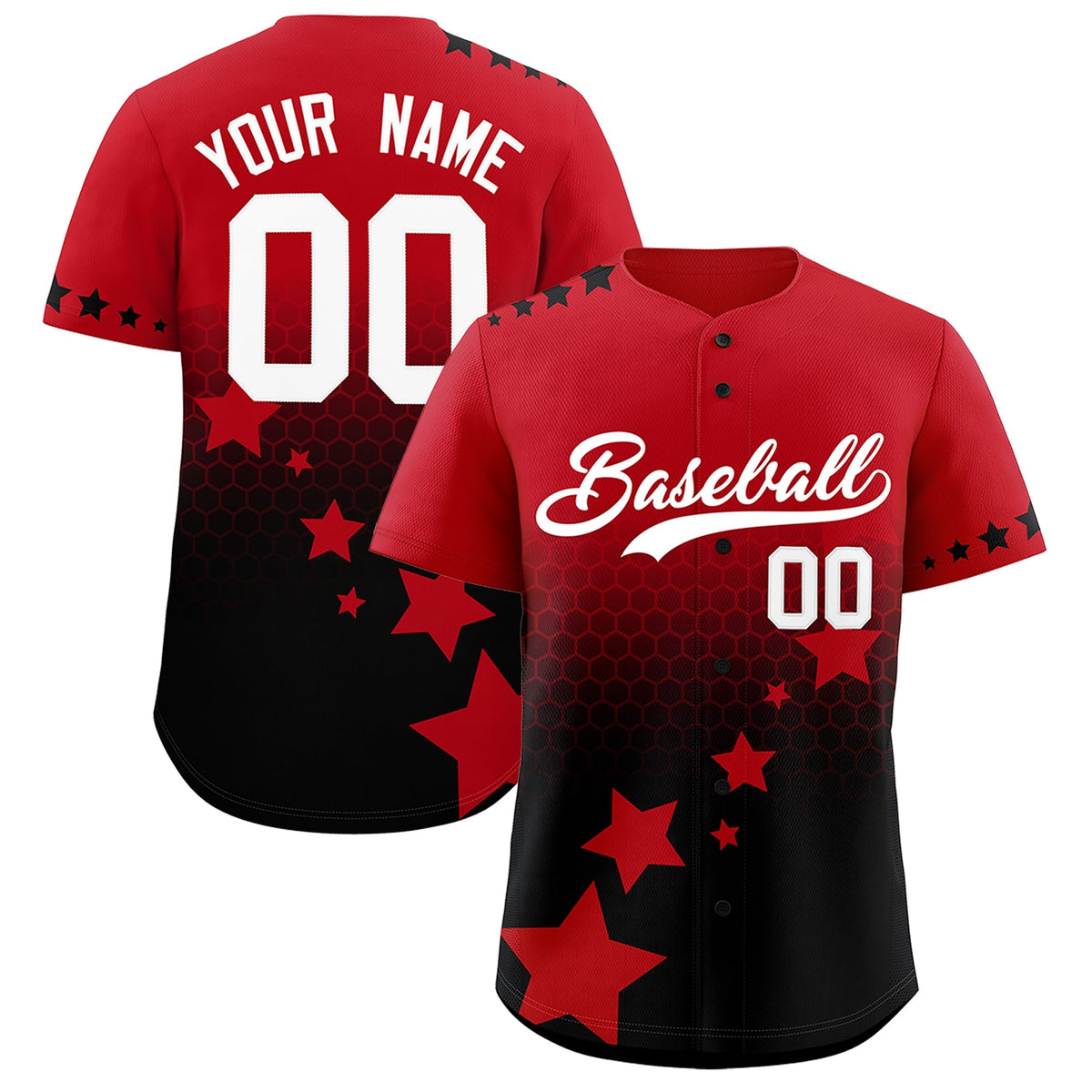 Custom Red Black White Rising Stars Series Gradient Fashion Baseball Jersey| KXKSHOP