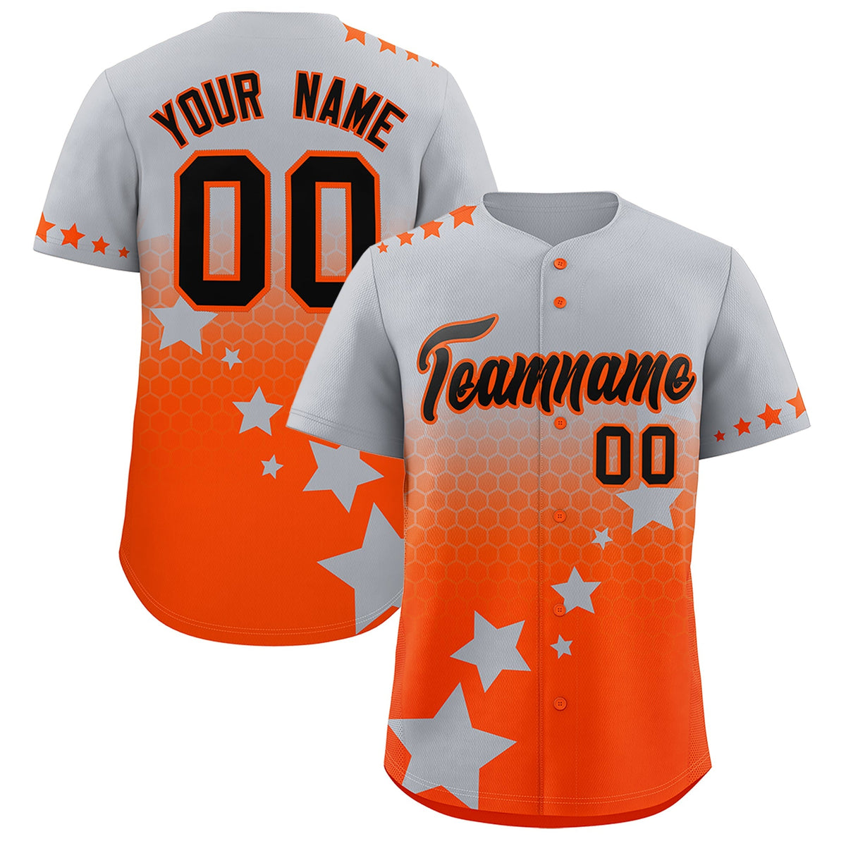 Custom Gray Orange Black Rising Stars Series Gradient Fashion Baseball Jersey| KXKSHOP