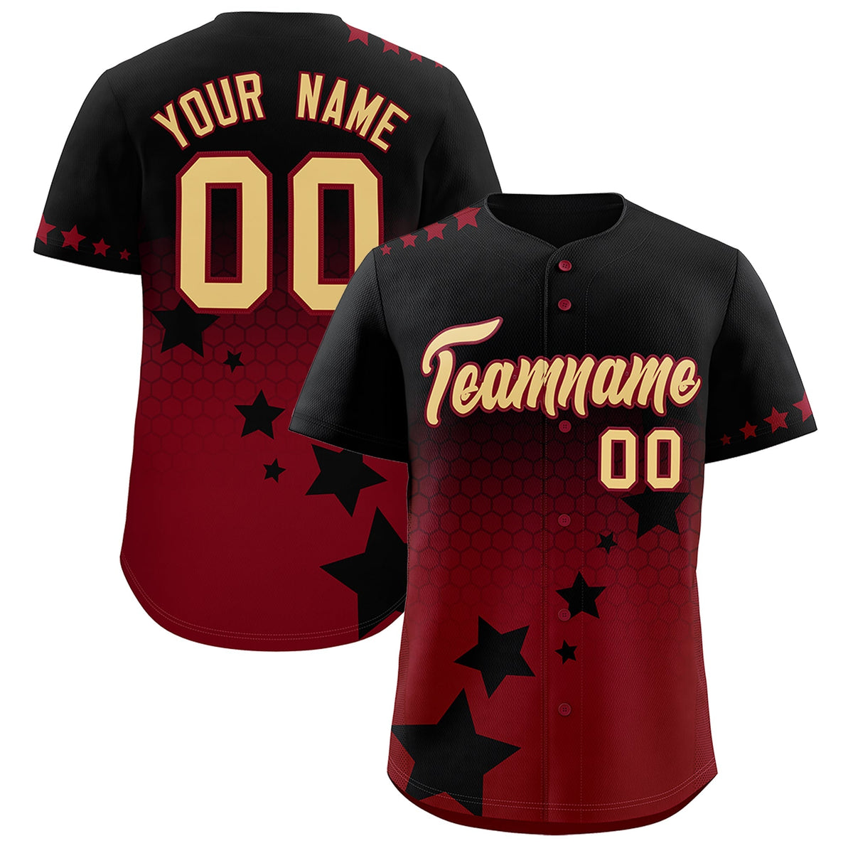 Custom Black Crimson Khaki Rising Stars Series Gradient Fashion Baseball Jersey| KXKSHOP