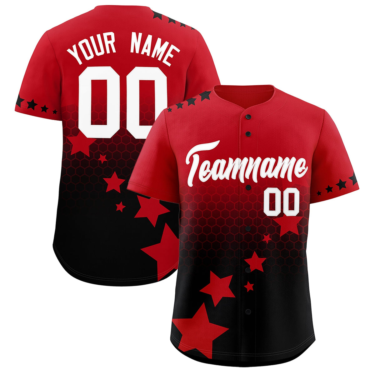 Custom Red Black White Rising Stars Series Gradient Fashion Baseball Jersey| KXKSHOP