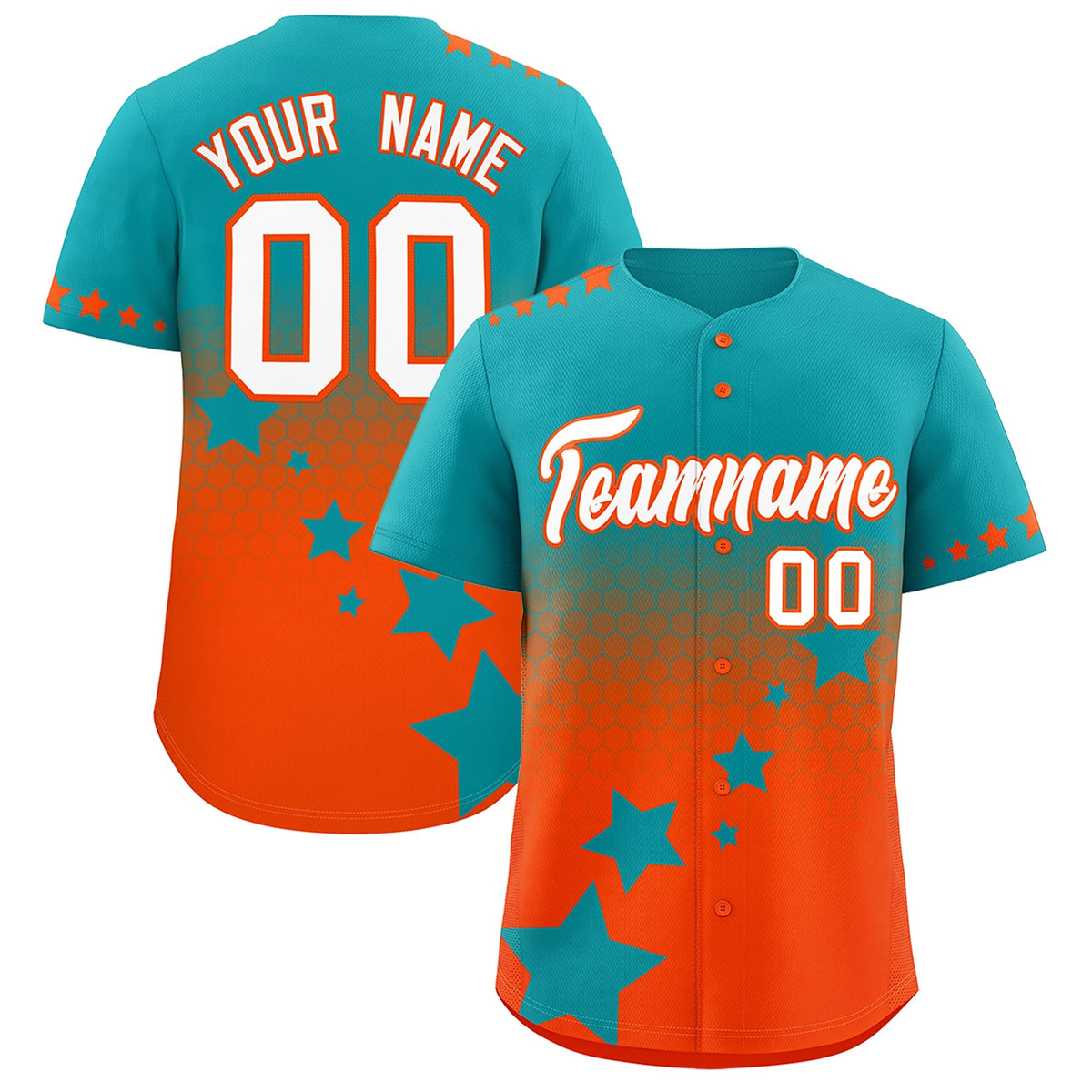 Custom Aqua Orange White Rising Stars Series Gradient Fashion Baseball Jersey| KXKSHOP