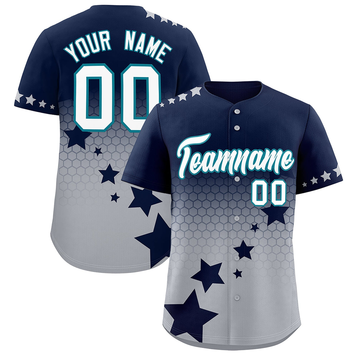 Custom Navy Gray White Rising Stars Series Gradient Fashion Baseball Jersey| KXKSHOP