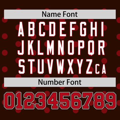 Custom Brown Red Personalized Polka Dot Graffiti Pattern Authentic Baseball Jersey