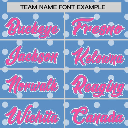 Custom Light Blue White Personalized Polka Dot Graffiti Pattern Authentic Baseball Jersey