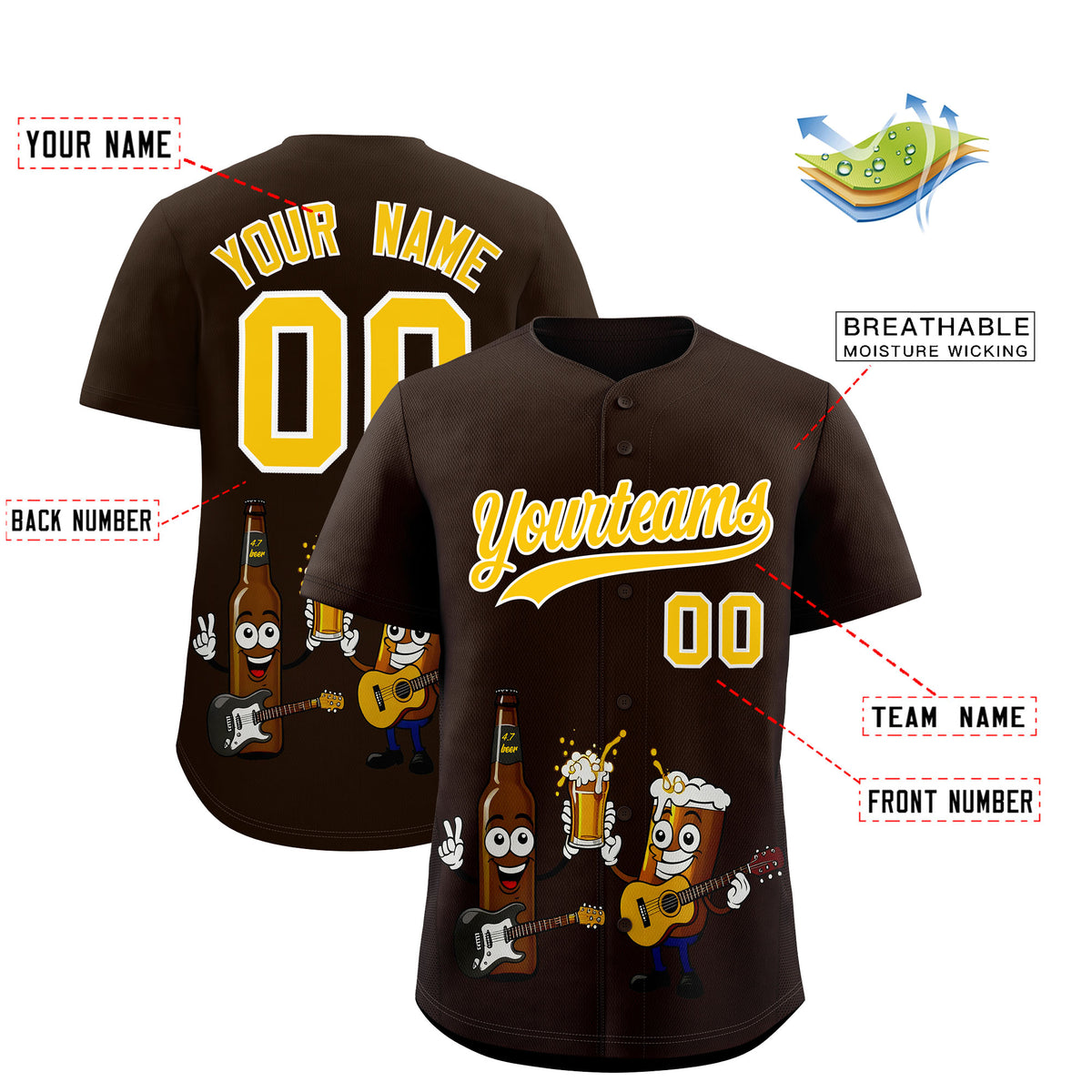 Custom Brown Personalized Team Shirts for Parties &amp; Training | KXKSHOP