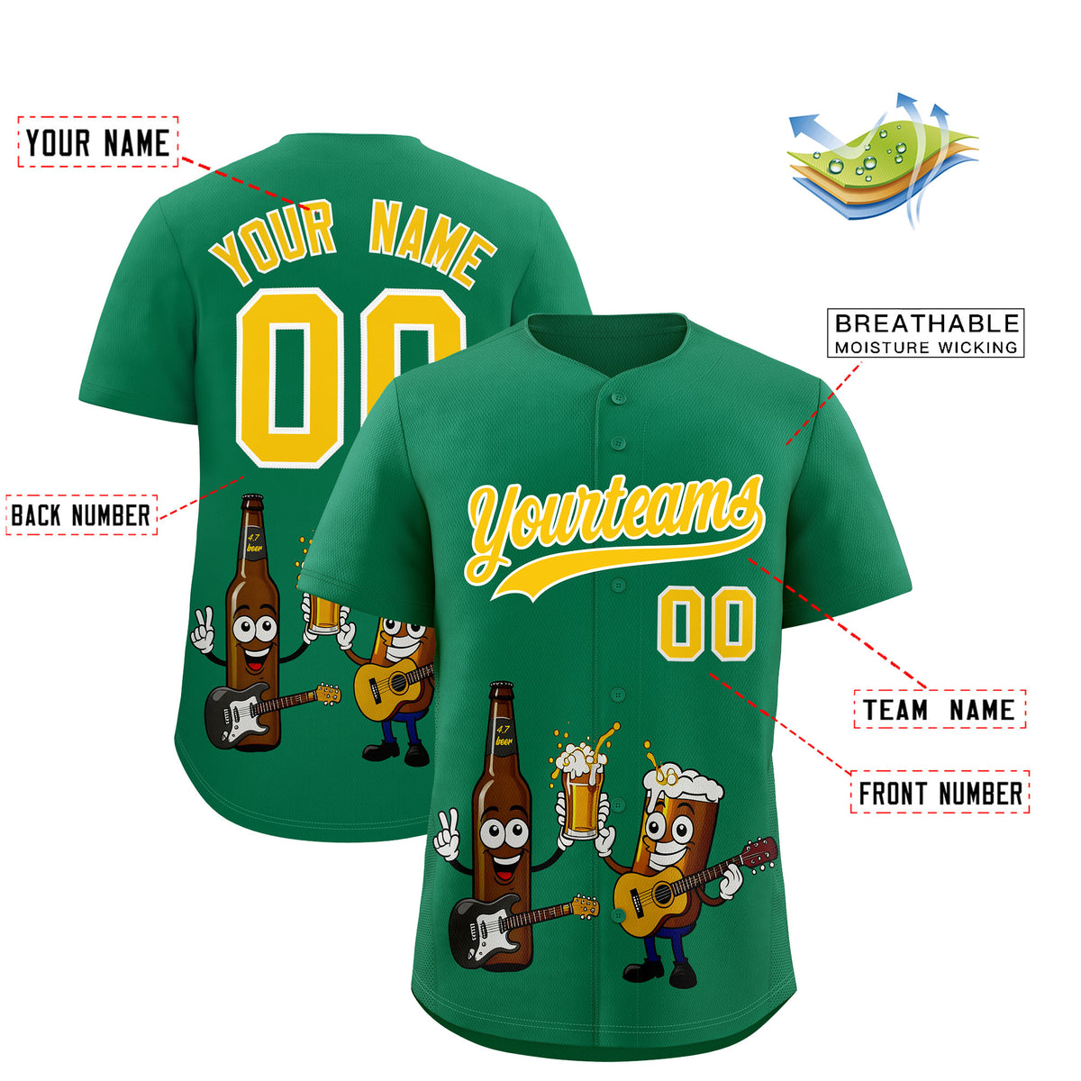Custom Kelly Green Personalized Team Shirts for Parties &amp; Training | KXKSHOP