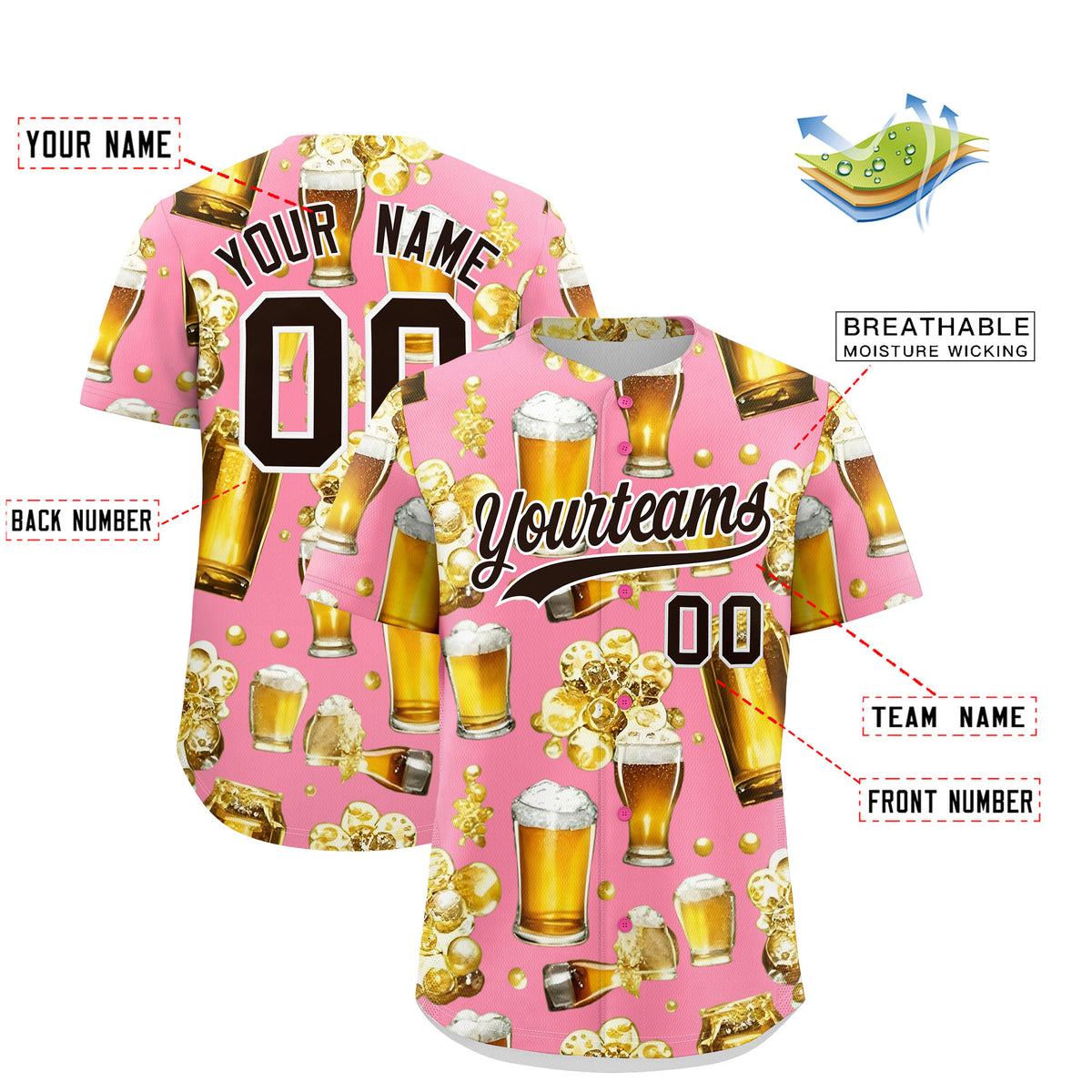 Custom Light Pink Personalized Team Shirts for Parties &amp; Training | KXKSHOP