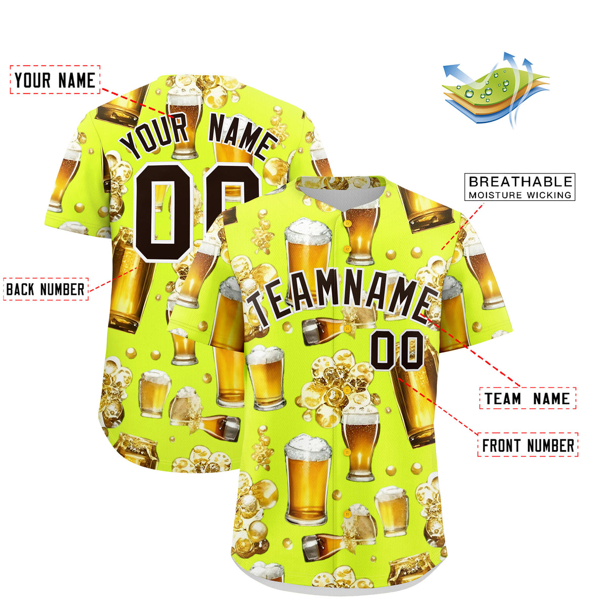Custom Fluorescent Green Personalized Team Shirts for Parties &amp; Training | KXKSHOP