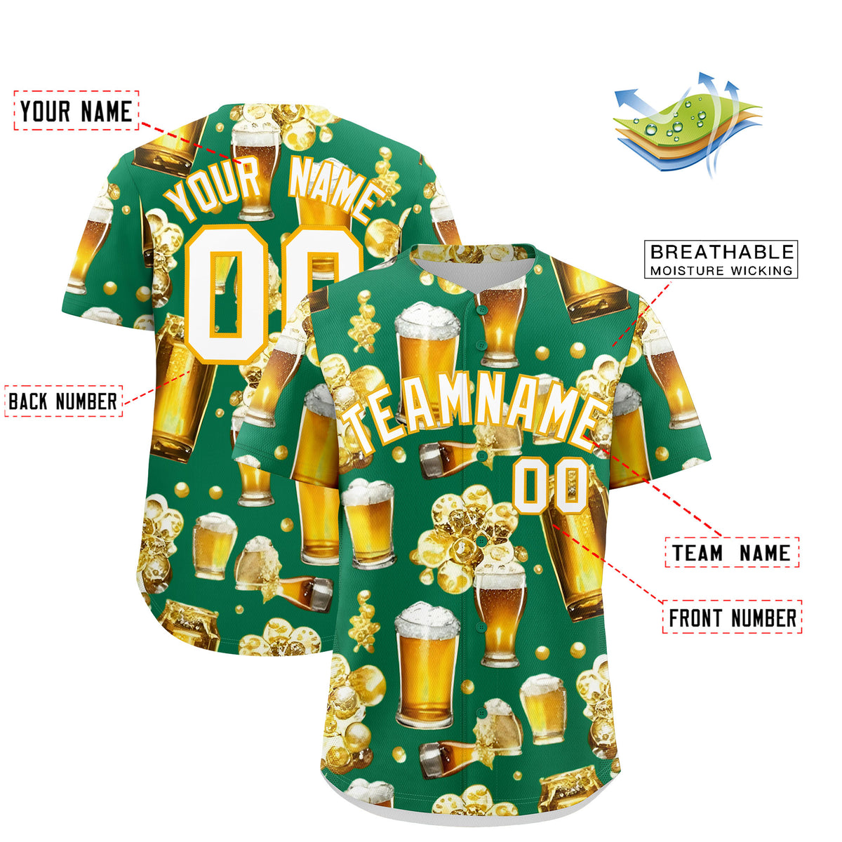 Custom Kelly Green Personalized Team Shirts for Parties &amp; Training | KXKSHOP