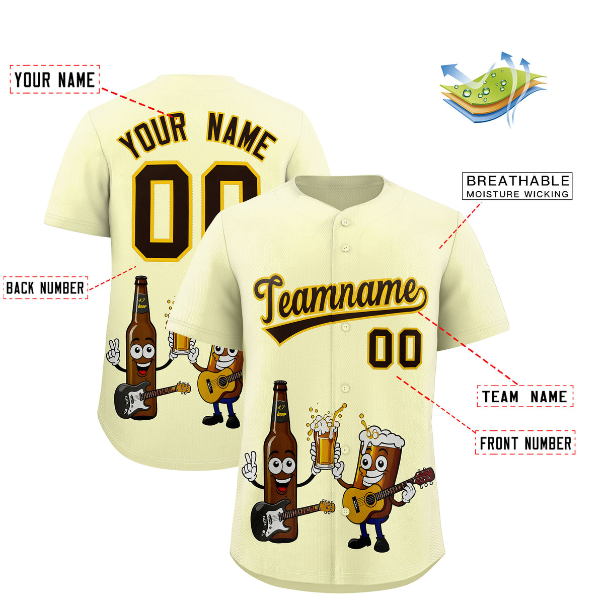 Custom Cream Personalized Team Shirts for Parties &amp; Training | KXKSHOP
