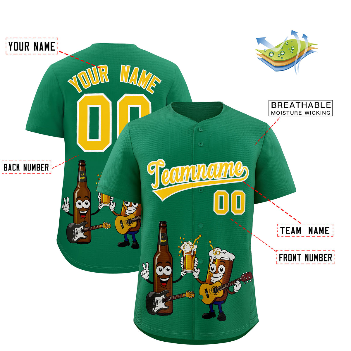 Custom Kelly Green Personalized Team Shirts for Parties &amp; Training | KXKSHOP