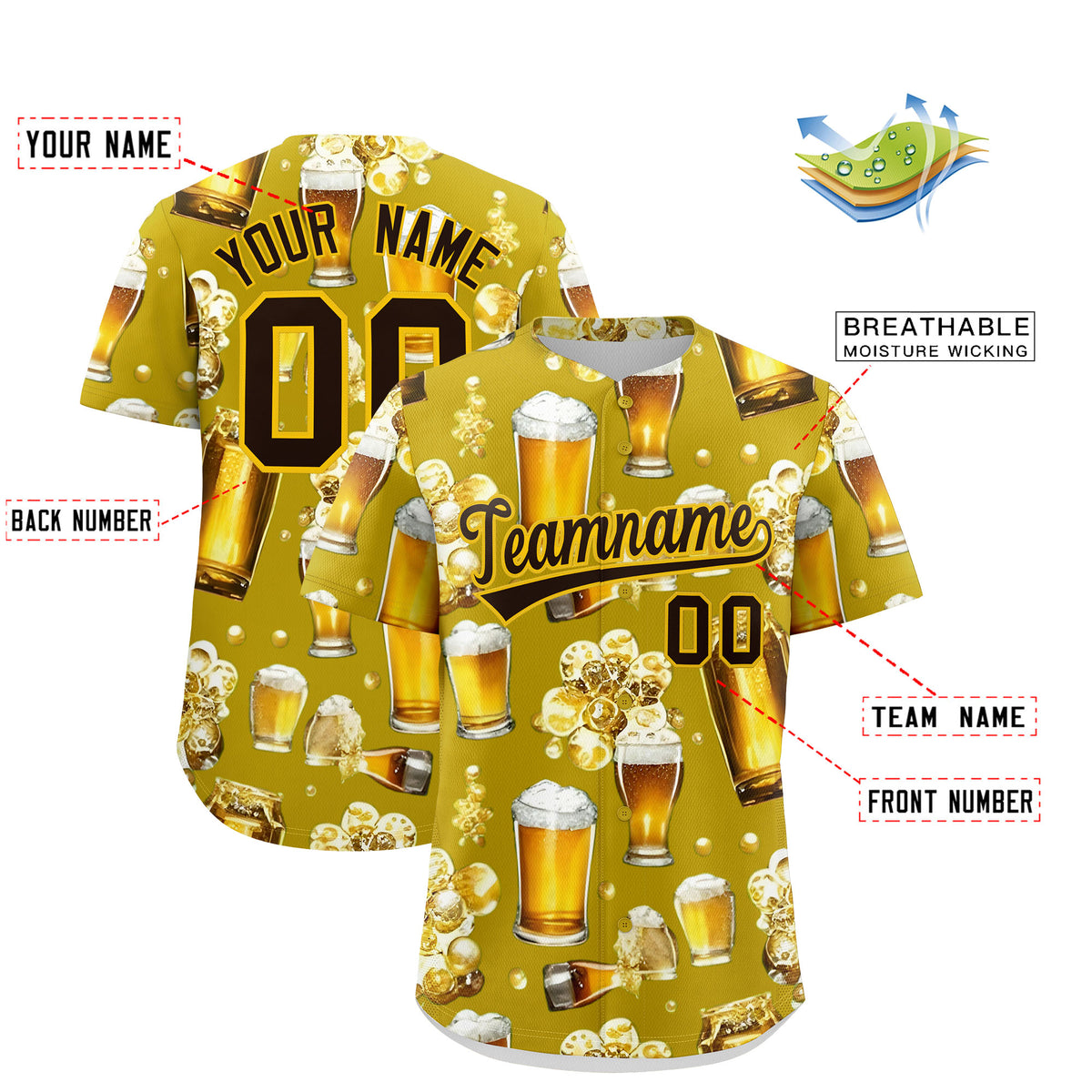 Custom Old Gold Personalized Team Shirts for Parties &amp; Training | KXKSHOP