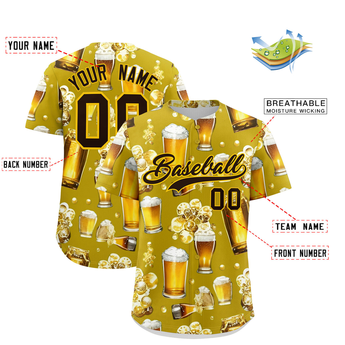 Custom Old Gold Personalized Team Shirts for Parties &amp; Training | KXKSHOP