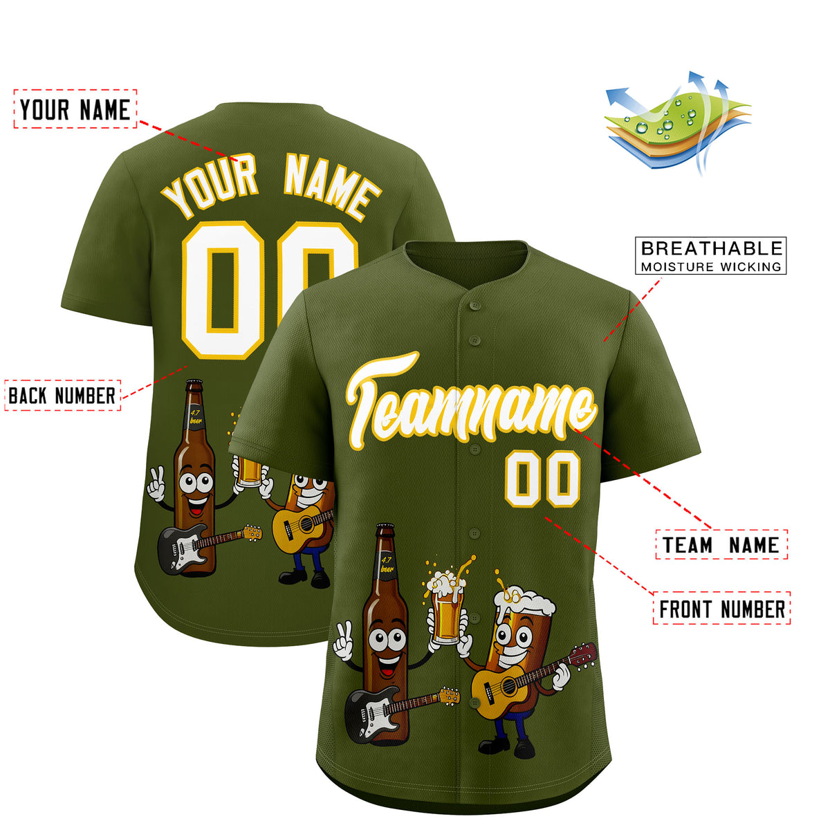 Custom Olive Personalized Team Shirts for Parties &amp; Training | KXKSHOP