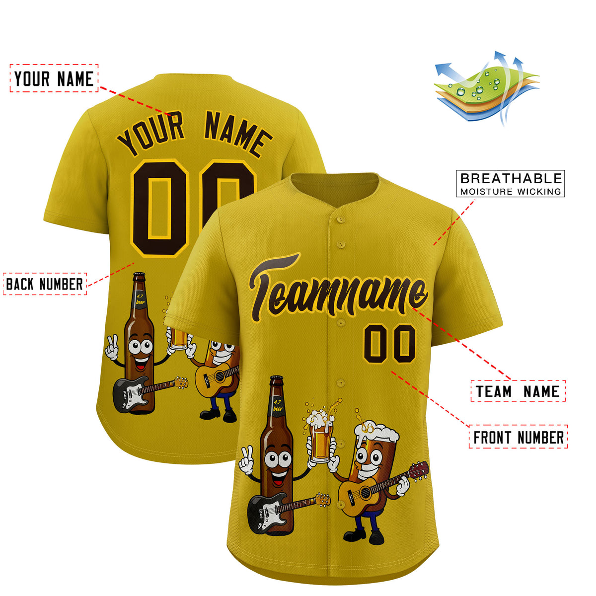 Custom Old Gold Personalized Team Shirts for Parties &amp; Training | KXKSHOP
