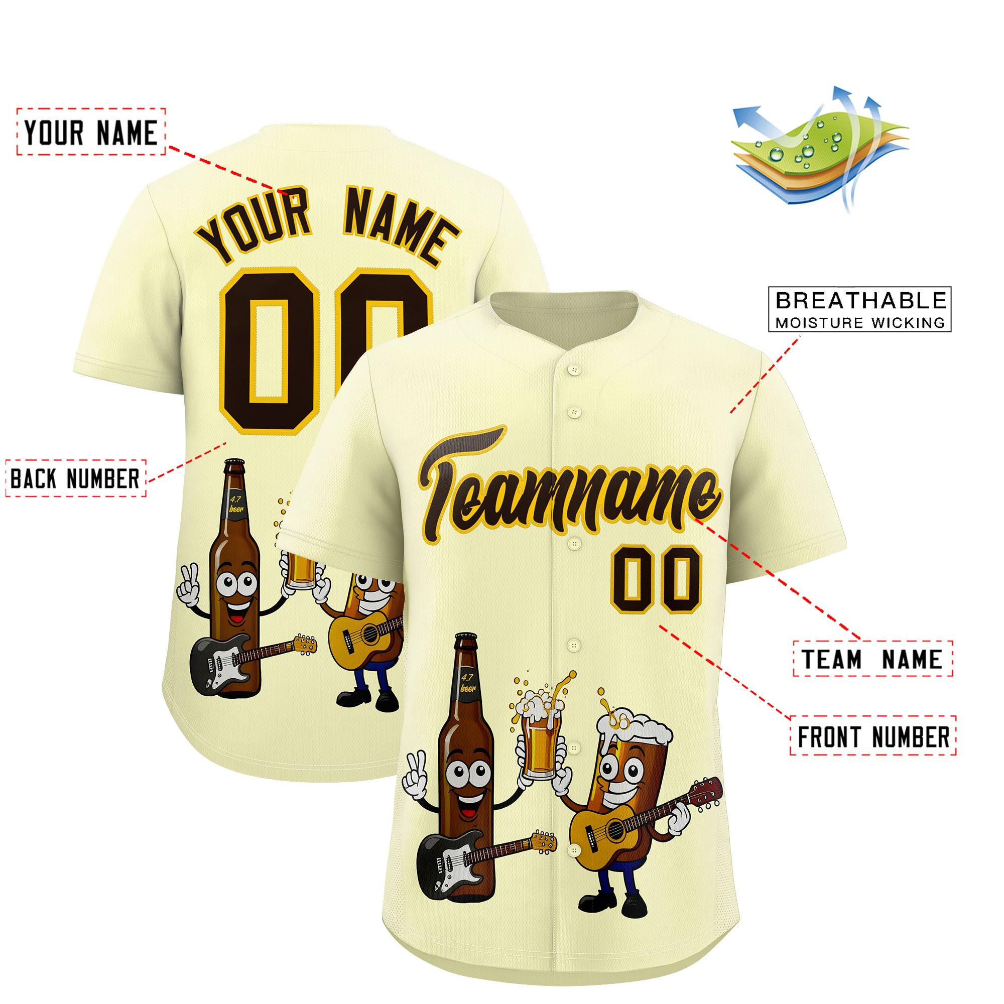 Custom Cream Personalized Team Shirts for Parties & Training | KXKSHOP