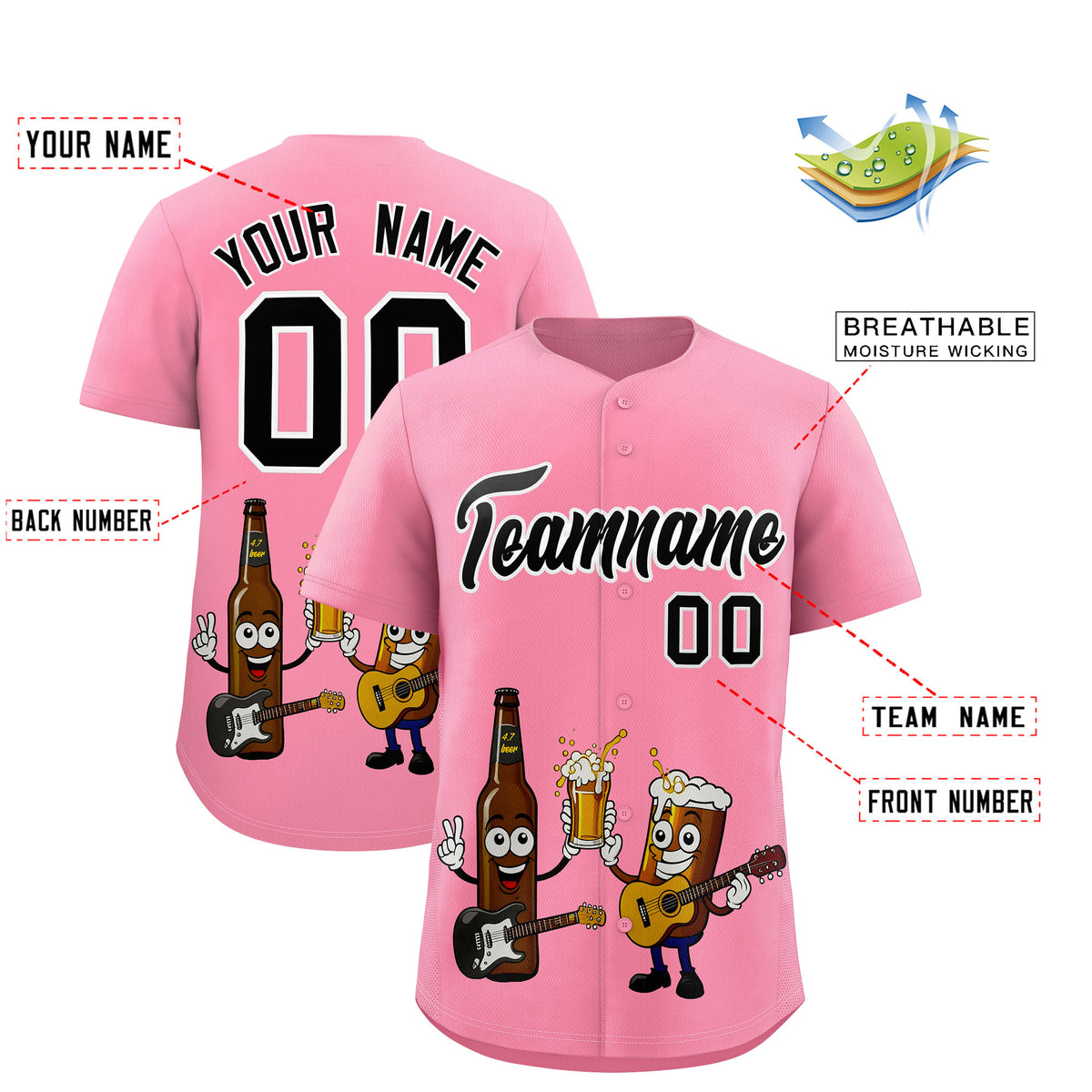 Custom Light Pink Personalized Team Shirts for Parties &amp; Training | KXKSHOP