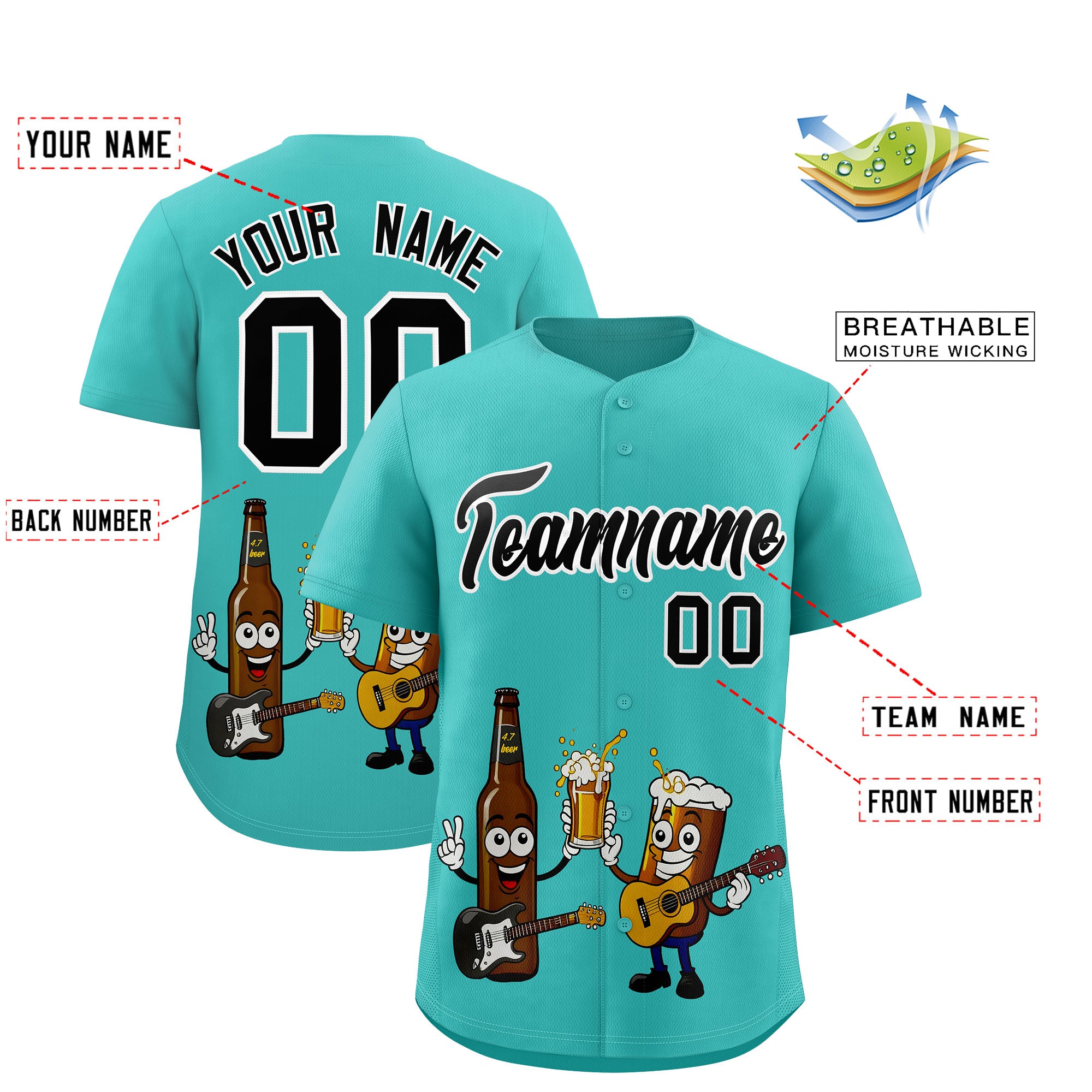 Custom Teal Personalized Team Shirts for Parties & Training | KXKSHOP