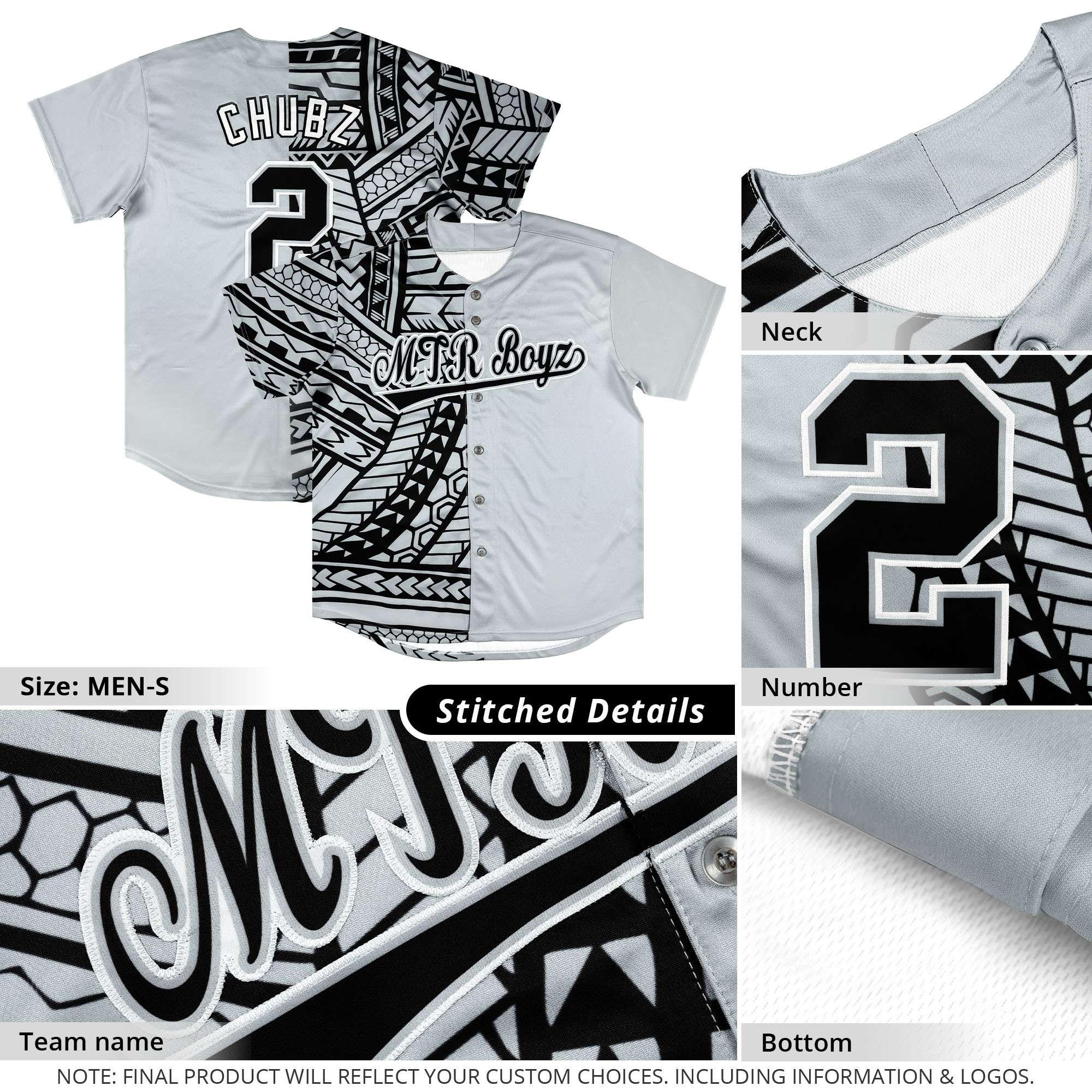Custom White Purple Split Fashion Tribal Pattern Authentic Baseball Jersey