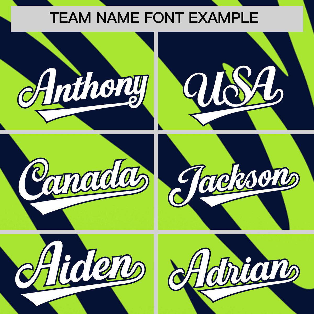 Custom Navy Neon Green Tiger Stripe Gradient Animal Print Personalized Team Shirt Baseball Jersey